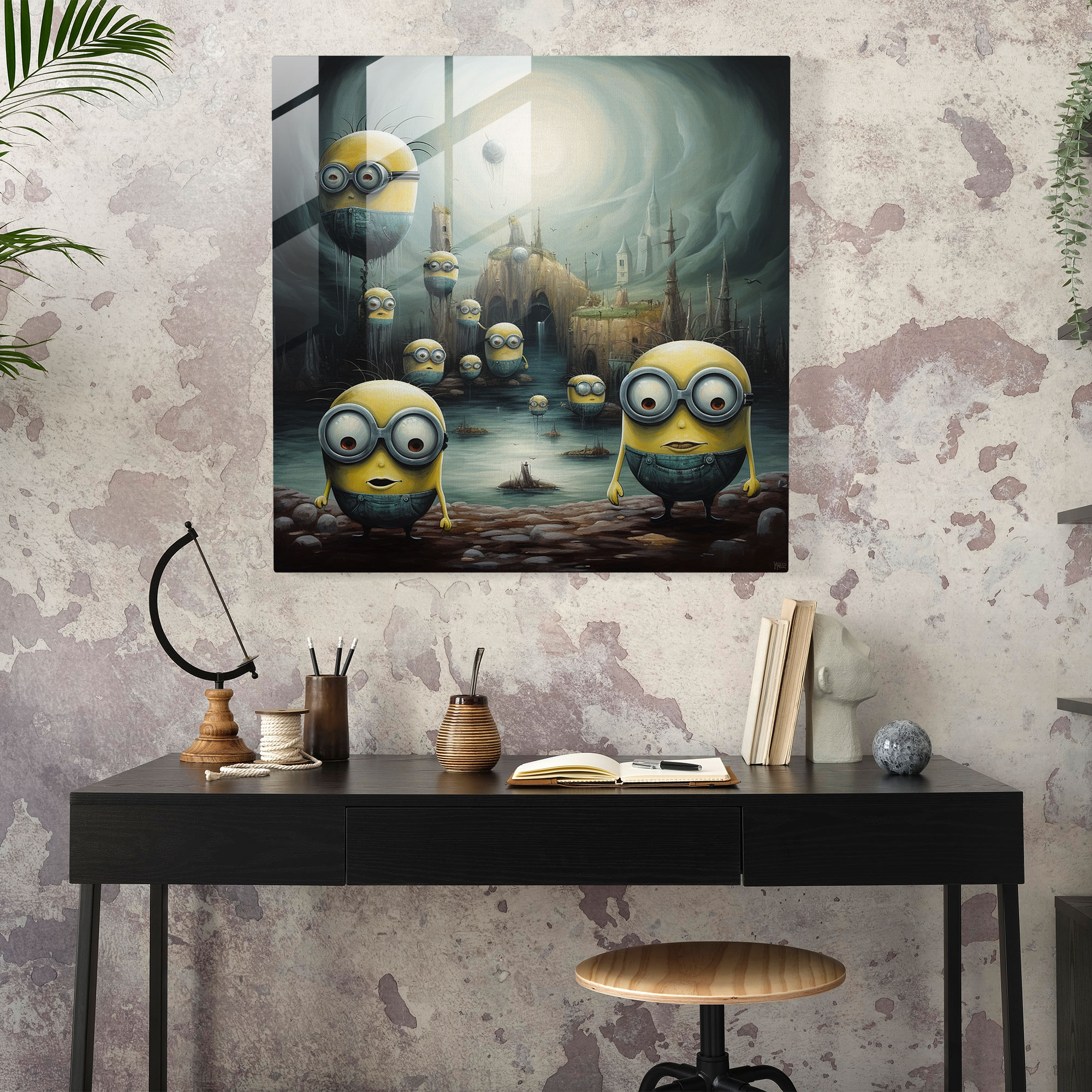 Rüya Gibi Minions Cam Tablo - Minions Ev Dekorasyonu Rüya Gibi Modern Sanat