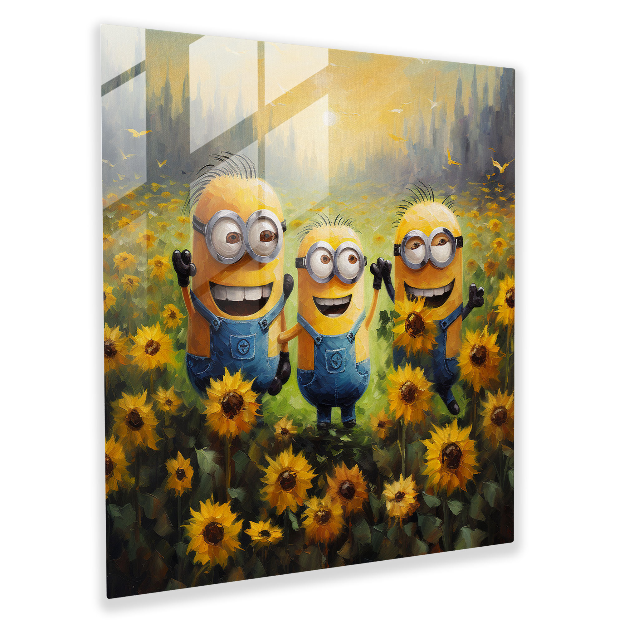 Joyful Minions Glass Print - Minions, Minions, Joy, Home Decoration