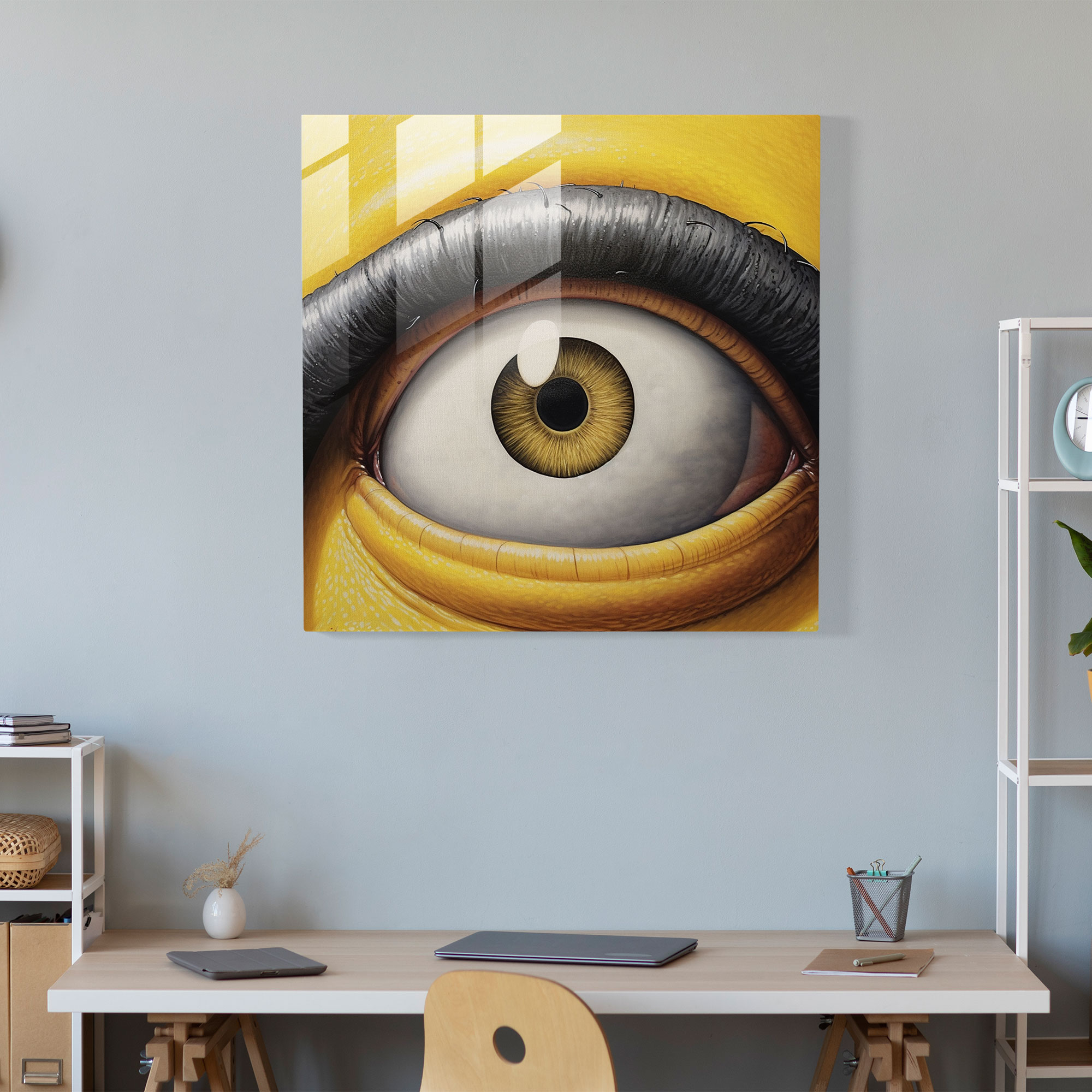 Komik Minyon Portre Cam Tablo - Minyonlar Mizah Modern Sanat Duvar Dekorasyonu