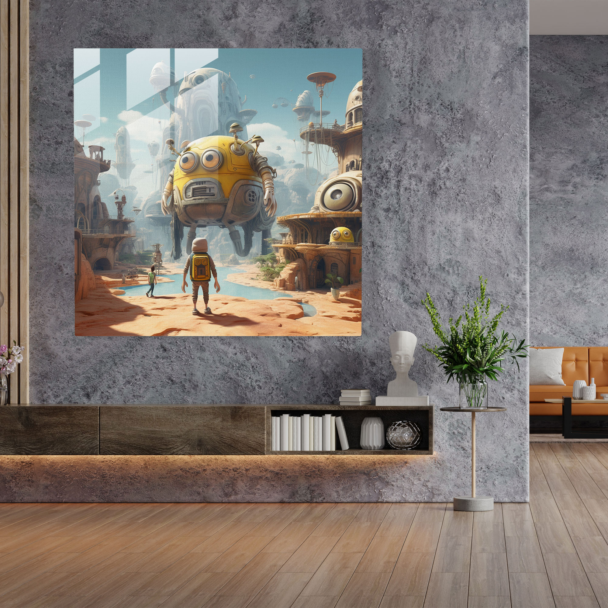 Futuristic Minions Glass Print - Minions, Glass Art, Adventure, Wall Decoration