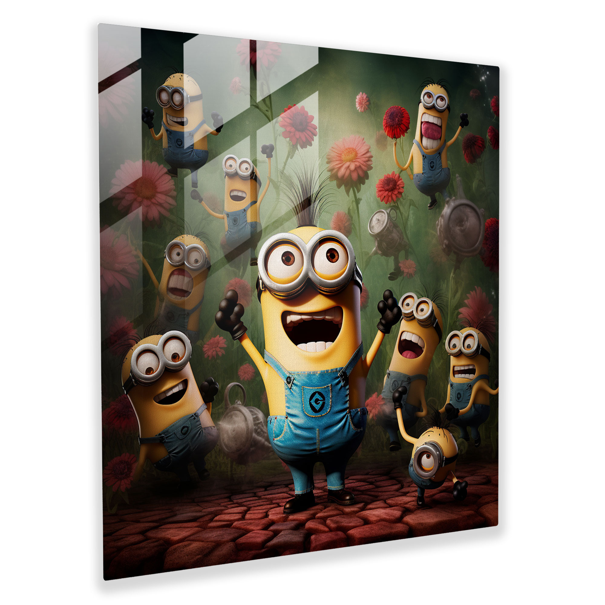 Minions Eğlenceli Koleksiyon Cam Tablo - Minions Modern Sanat Ev Dekorasyonu Oyunbaz