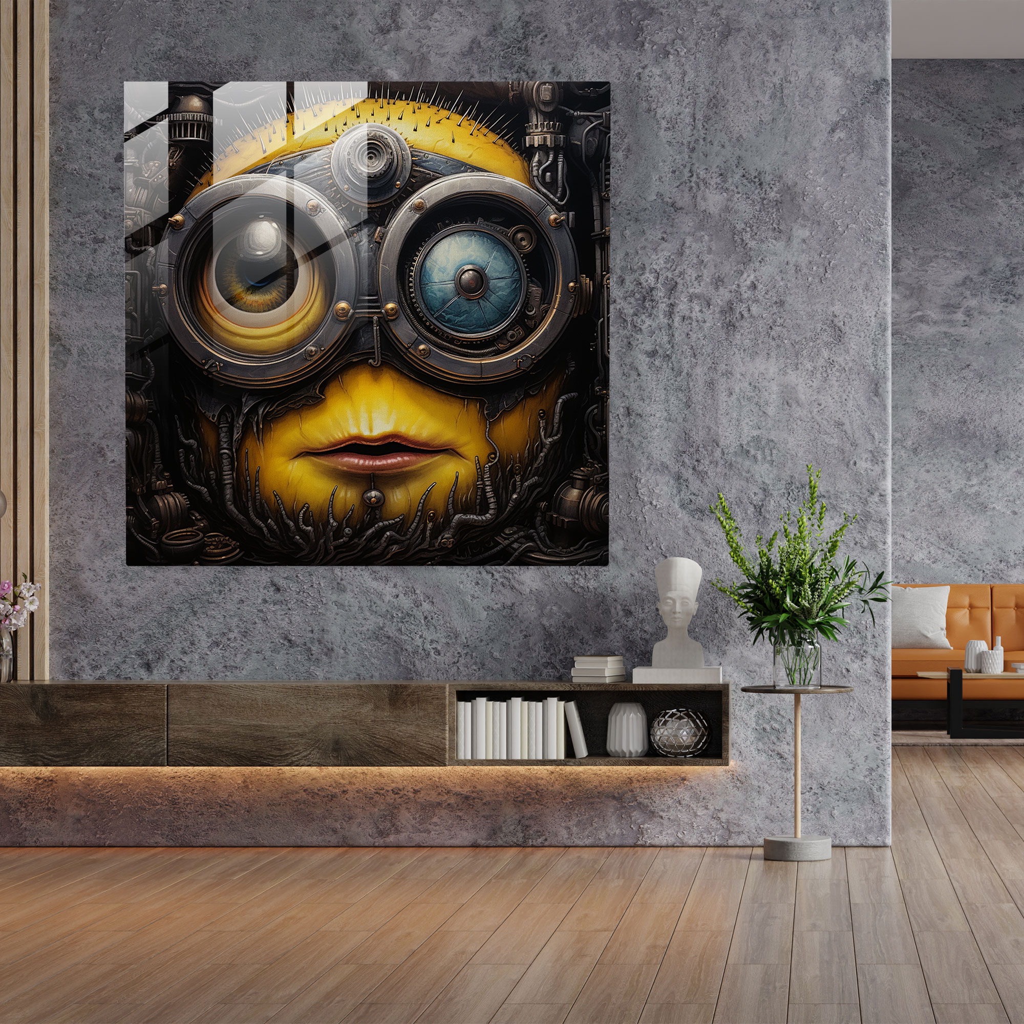 Minions Gerçekçi Portre Cam Tablo - Minions Detaylı Desenler Benzersiz Kişilik Modern Sanat