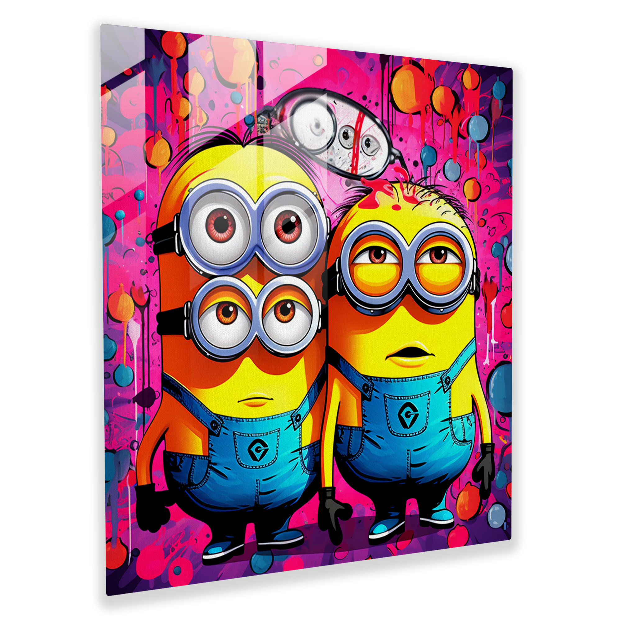 Pop Art Minions Cam Tablo - Minions İllüstrasyon Modern Sanat