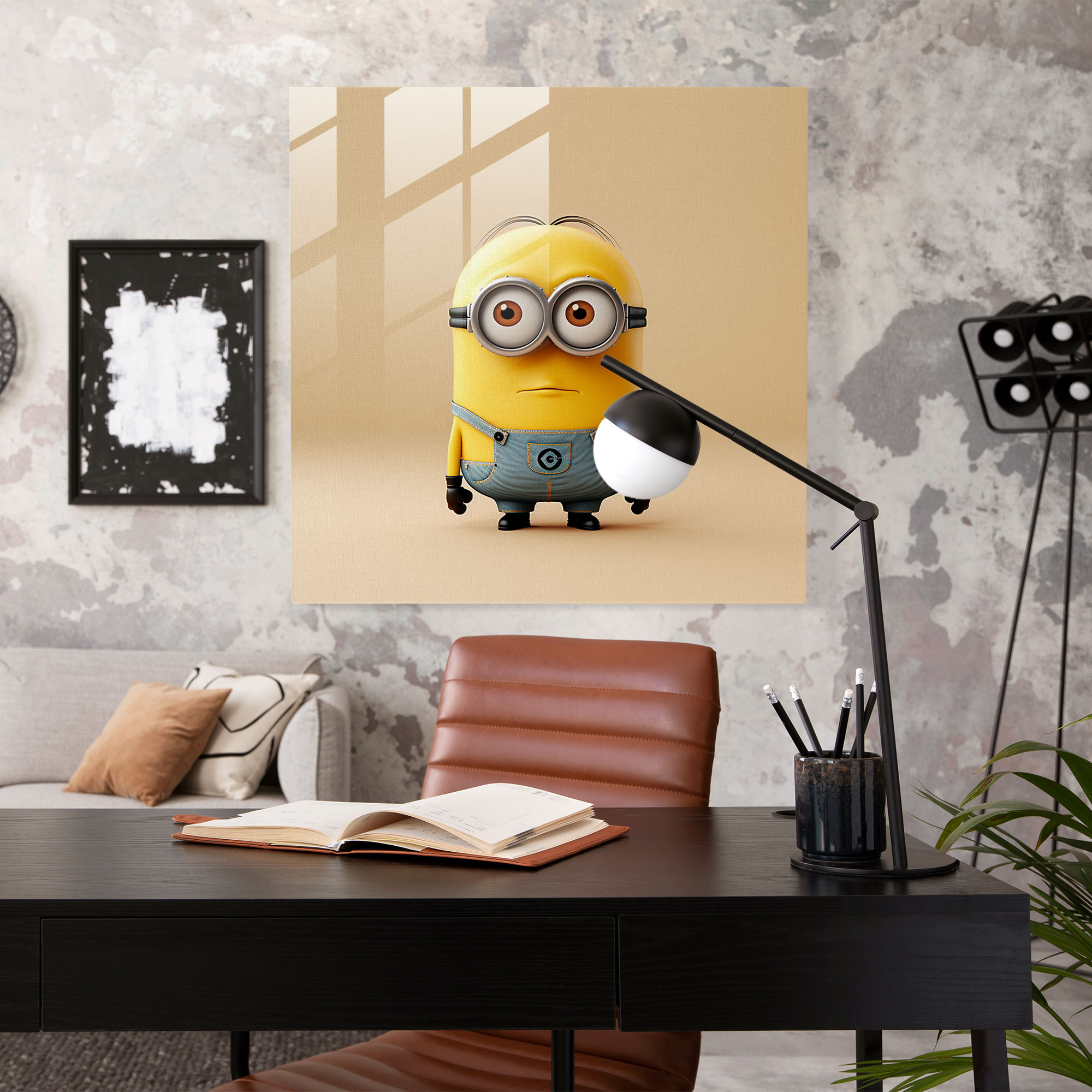 Minimalist Minion Glass Print - Minions, Minions, Clean Background, Glass Art