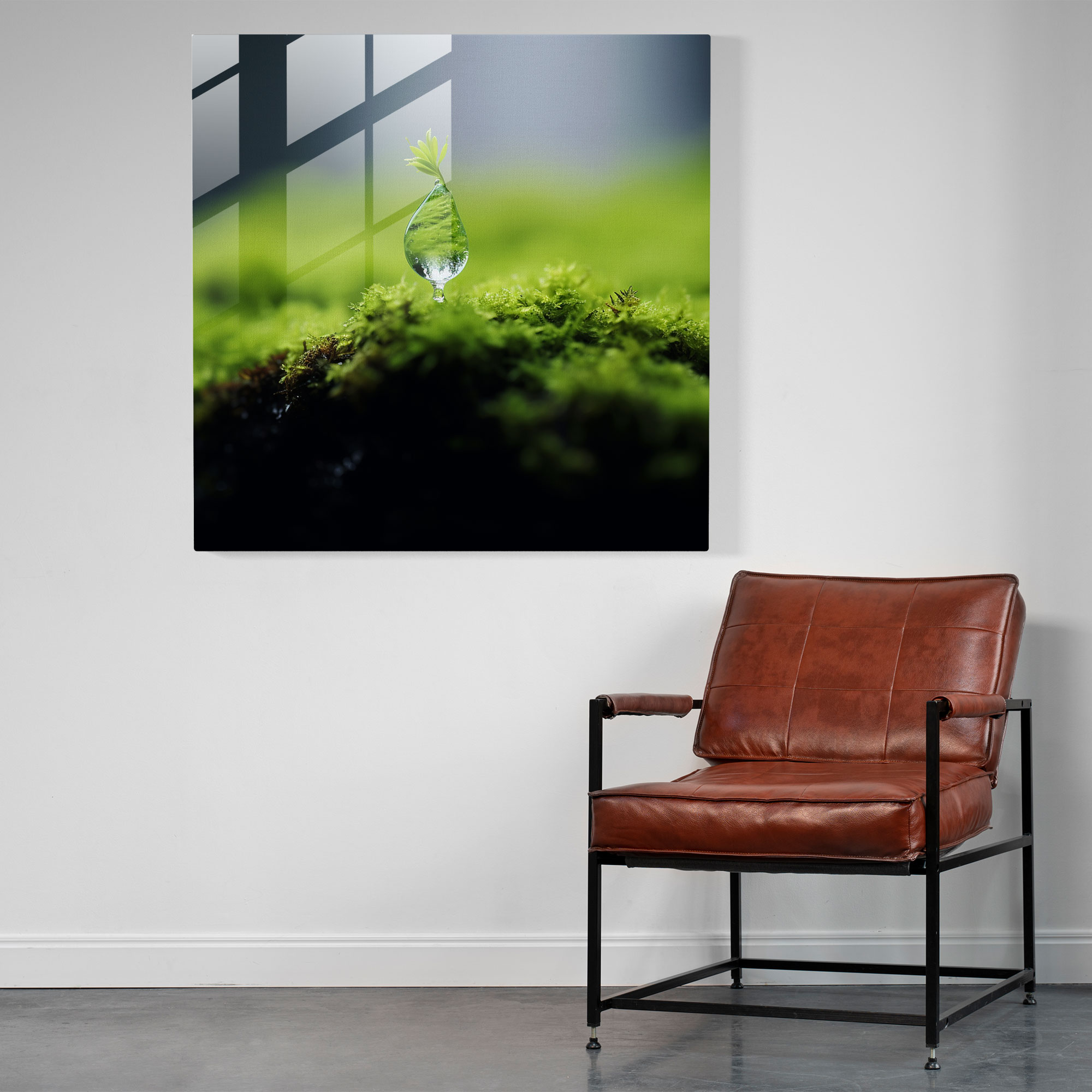 Fresh Moss Glass Print - Moss, Moss, Single Drop Of Water, Home Decoration