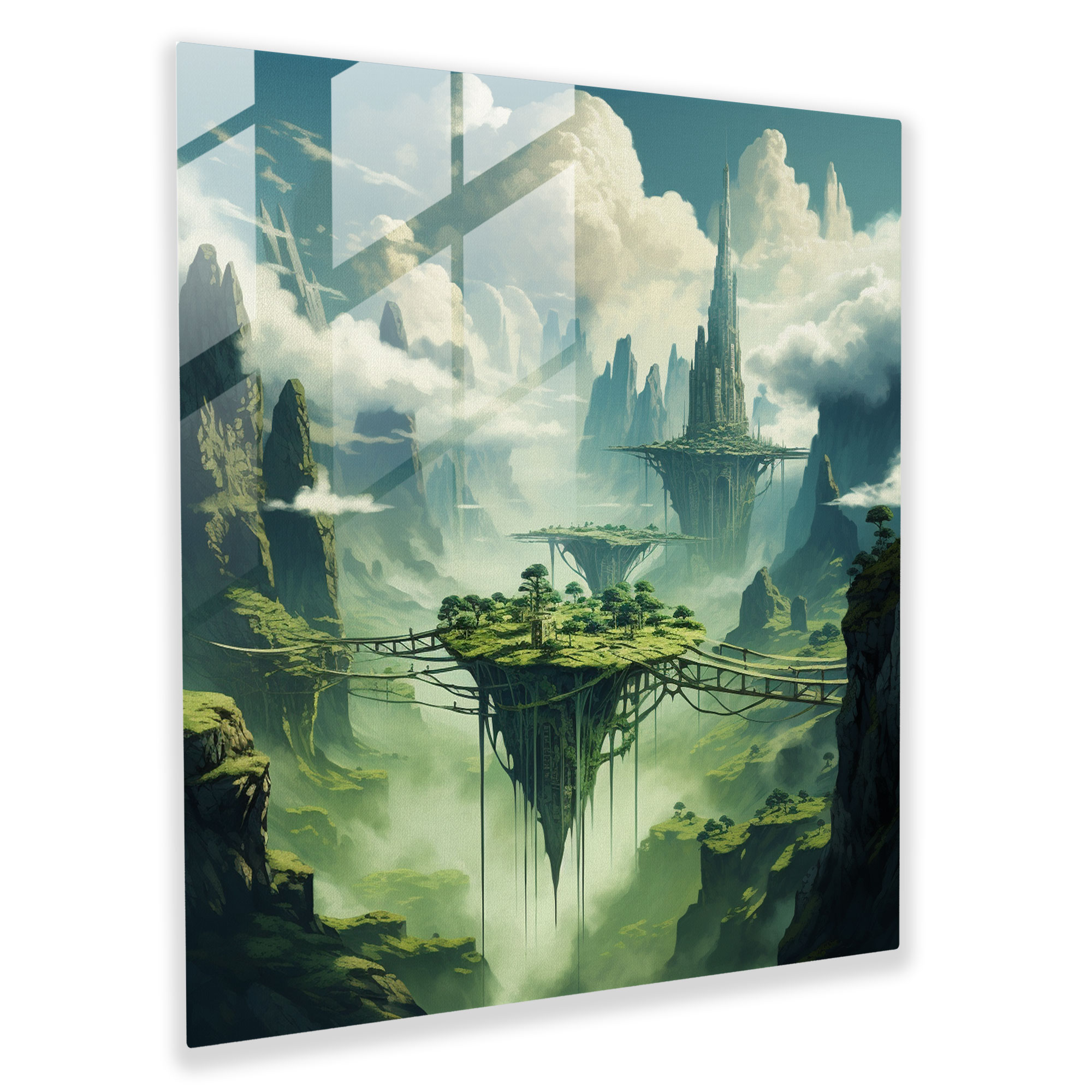 Dreamy Moss Glass Wall Art - Moss, Moss, Dreamlike Sky, Blur Boundaries Between Reality And Fantasy