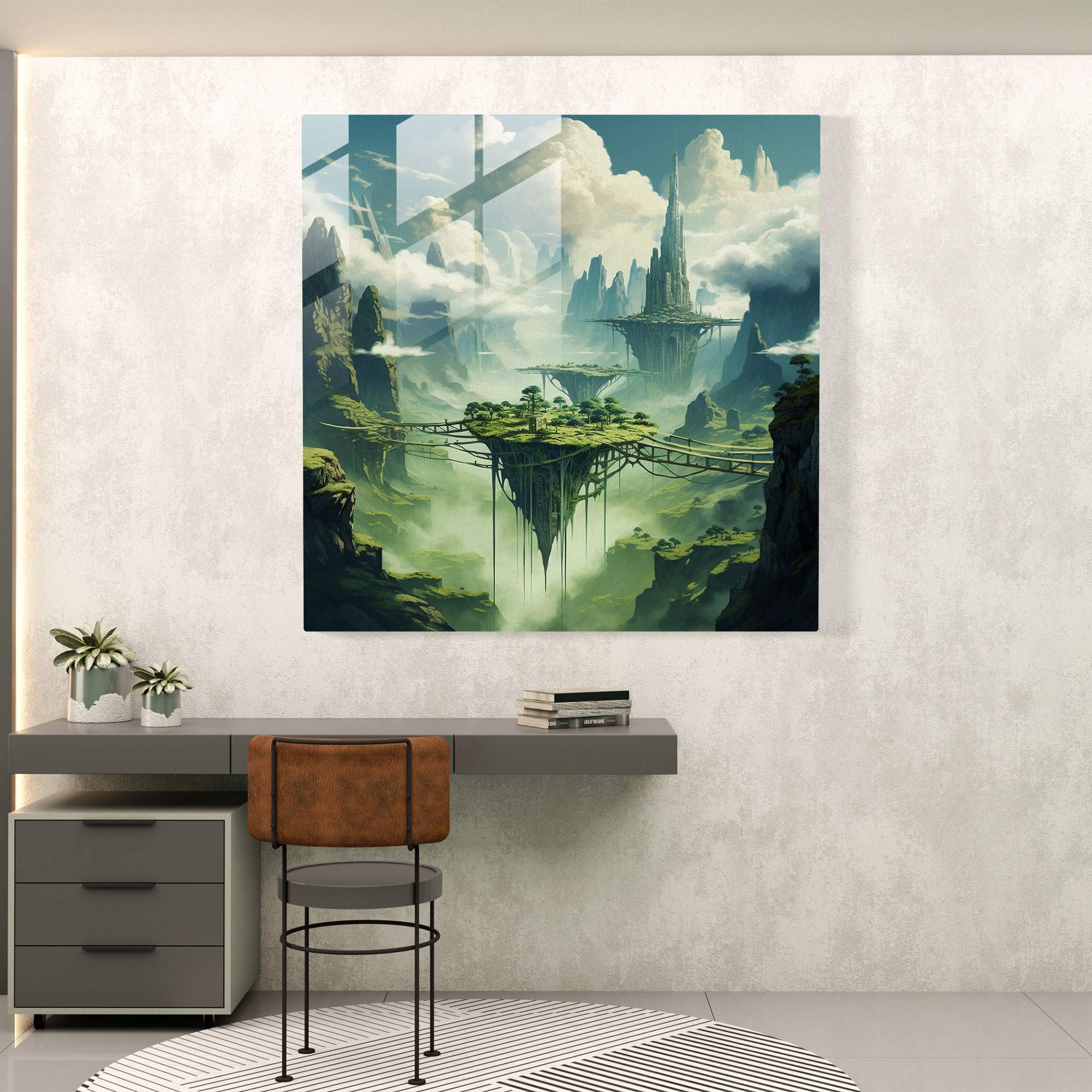 Dreamy Moss Glass Wall Art - Moss, Moss, Dreamlike Sky, Blur Boundaries Between Reality And Fantasy