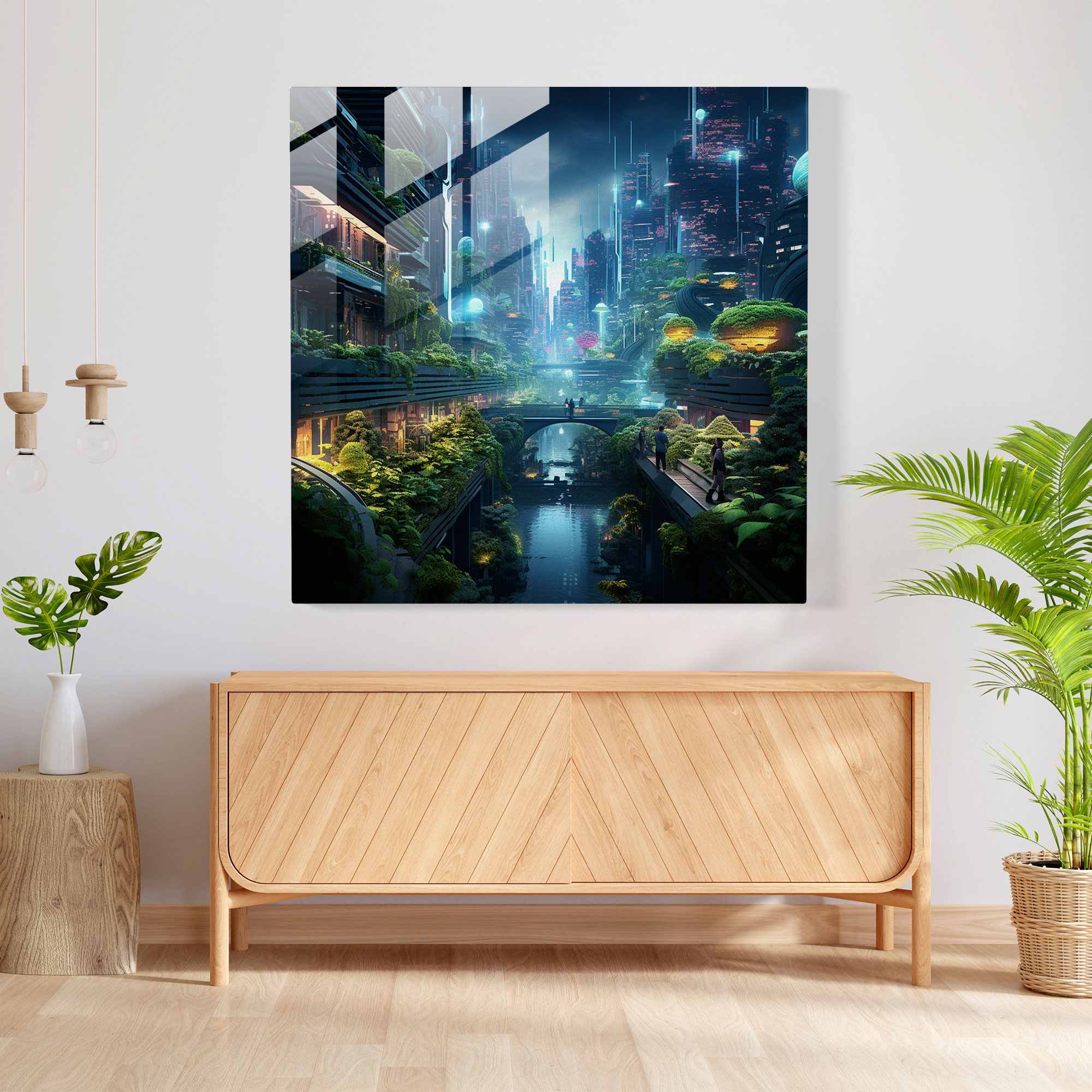 Neon Moss Glass Print - Moss, Modern Art, Unique Vision Of Urban Life, Moss
