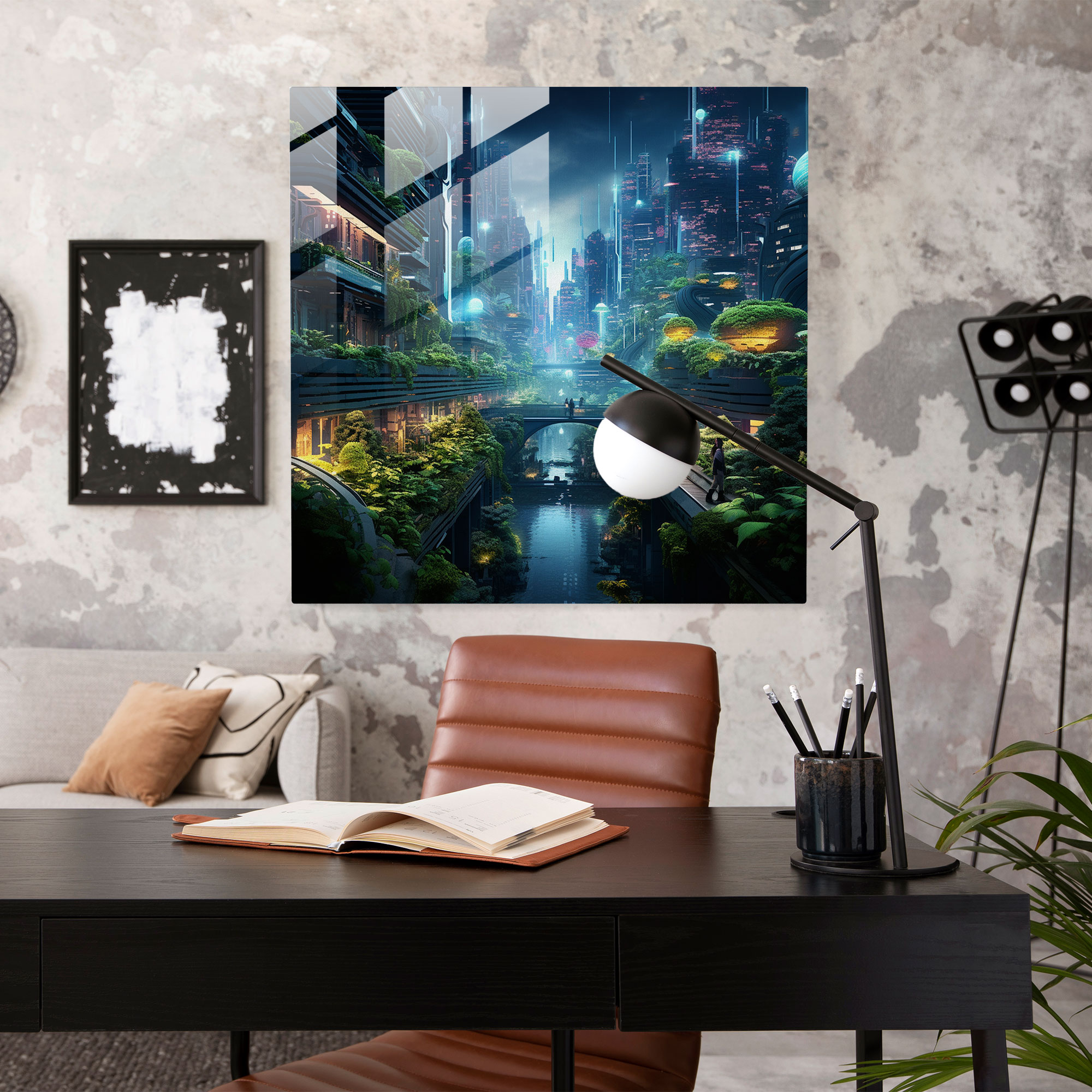 Neon Moss Glass Print - Moss, Modern Art, Unique Vision Of Urban Life, Moss