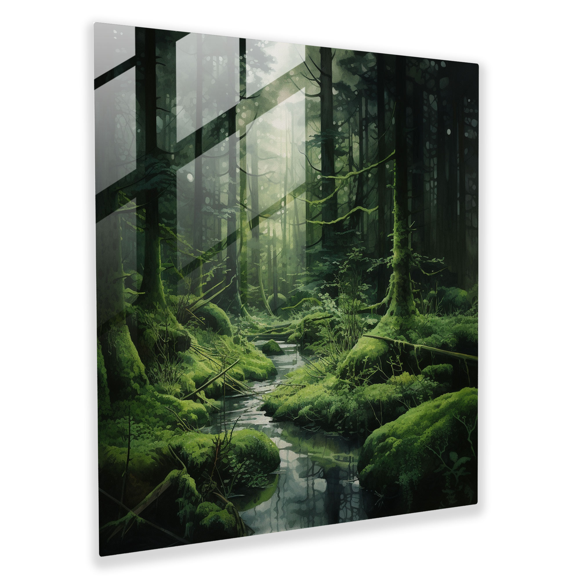 Mossy Forest Glass Print - Moss, Glass Wall Art, Modern Art, Moss