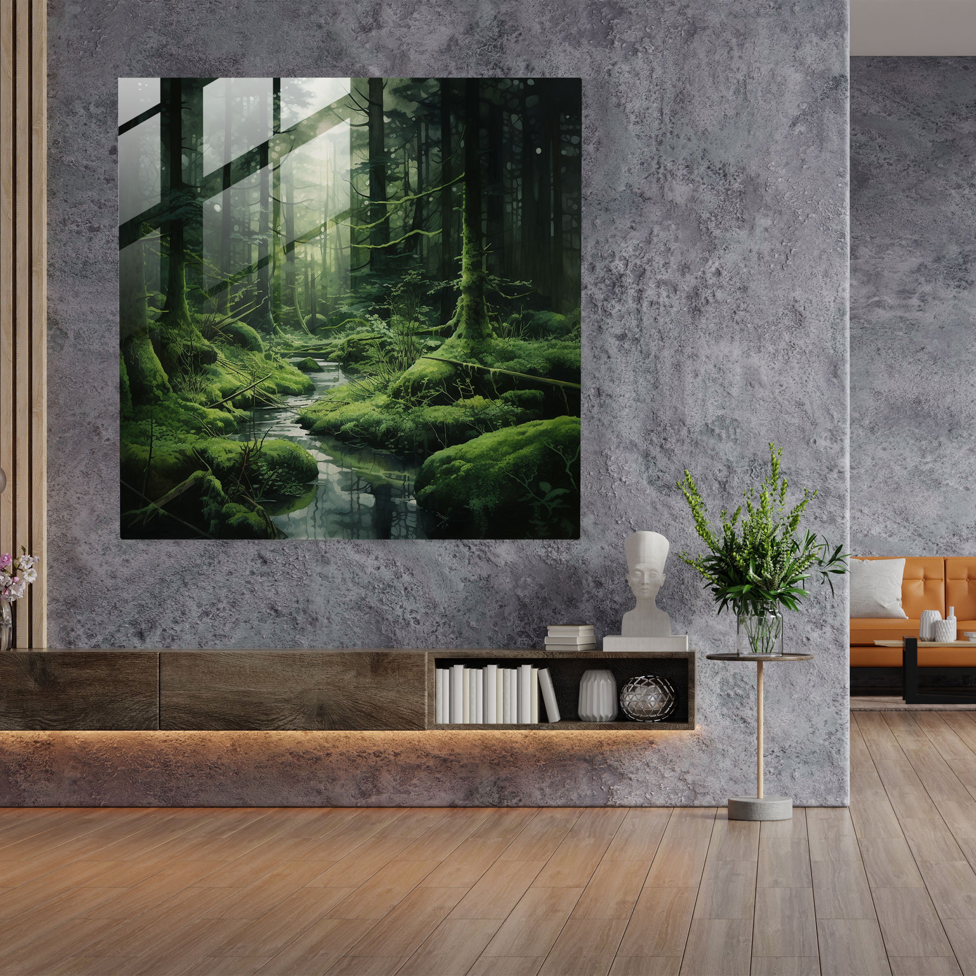 Mossy Forest Glass Print - Moss, Glass Wall Art, Modern Art, Moss