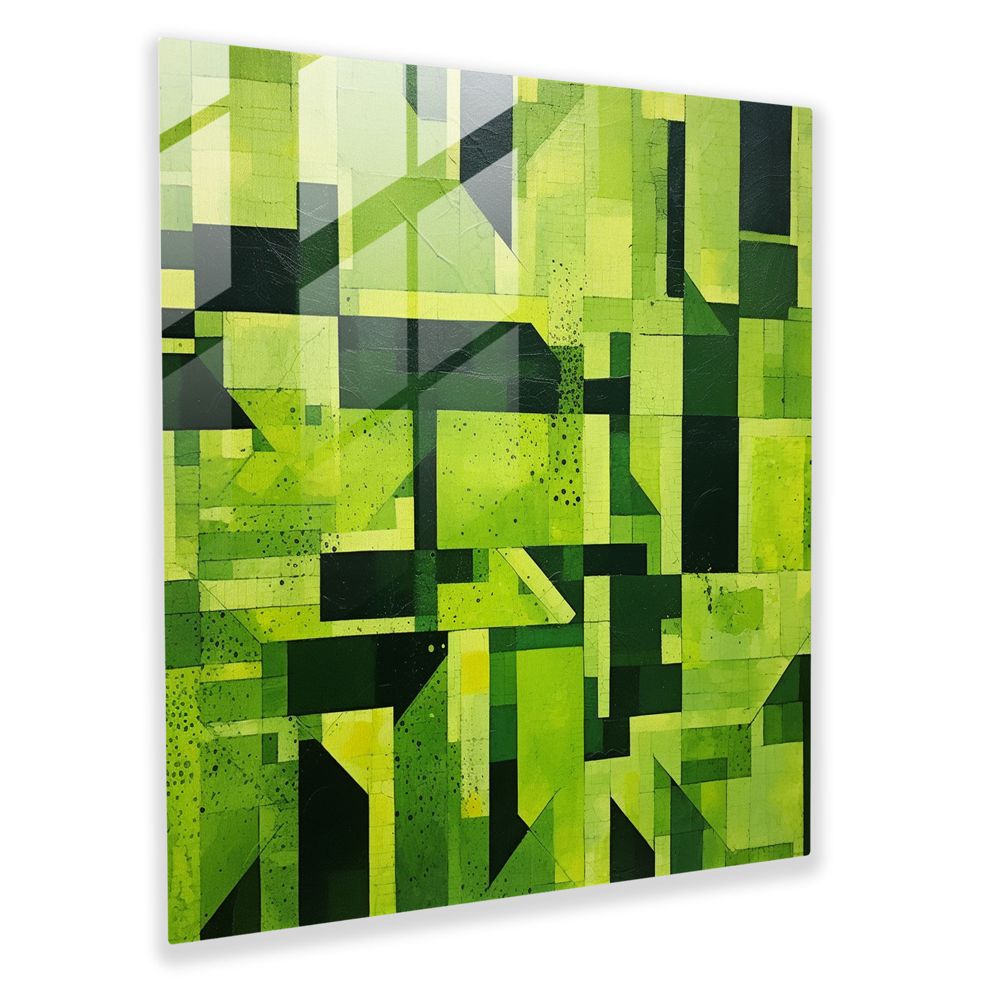 Geometric Moss Glass Wall Art - Moss, Moss, Modern Art, Home Decoration