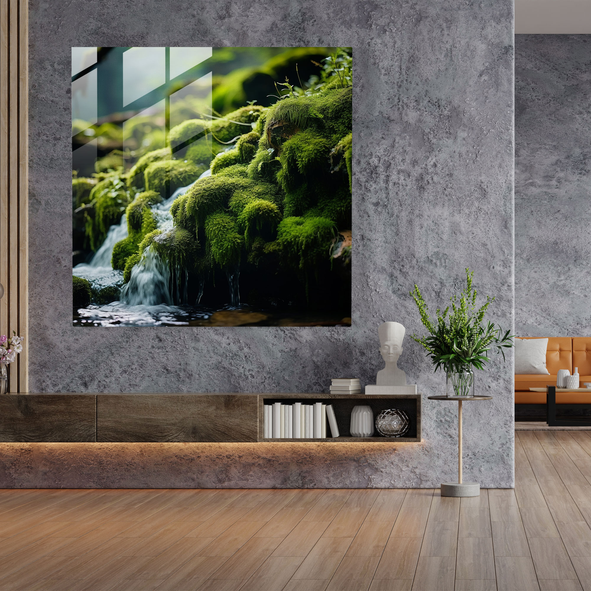Tranquil Moss Glass Print - Moss, Tranquility Of Nature, Modern Art, Glass Art