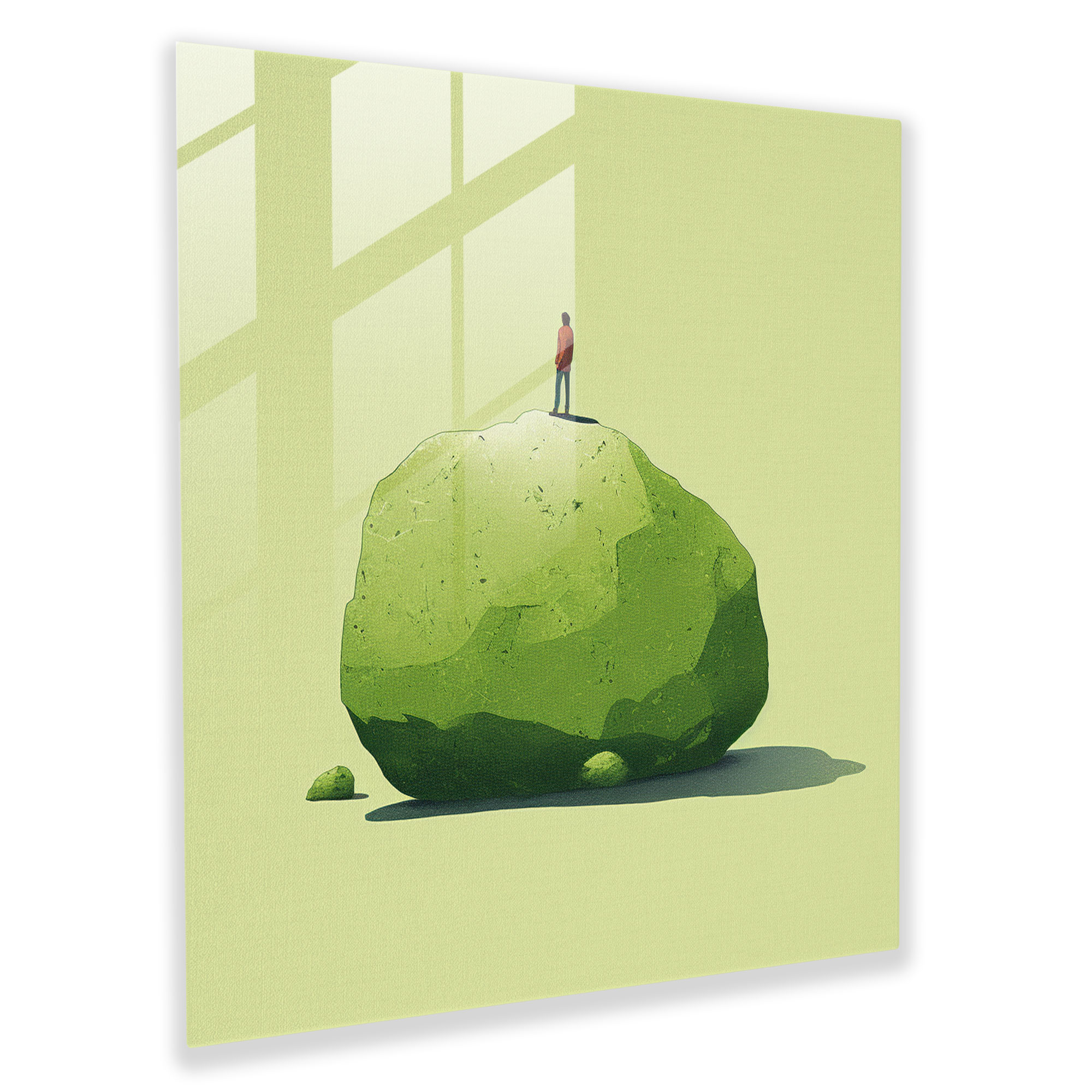 Tranquil Moss Glass Print - Moss, Wall Decoration, Moss, Minimalist Illustration
