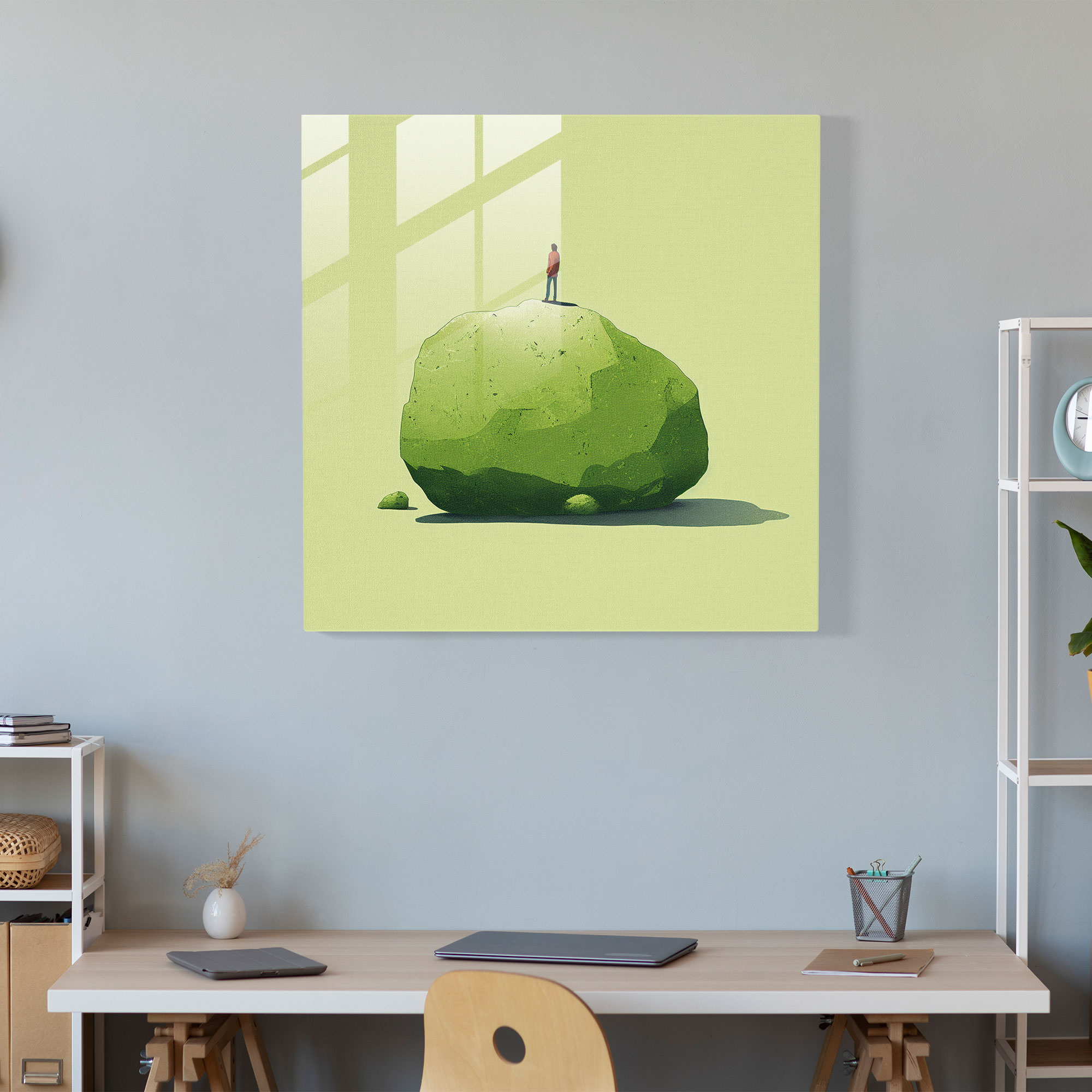 Tranquil Moss Glass Print - Moss, Wall Decoration, Moss, Minimalist Illustration