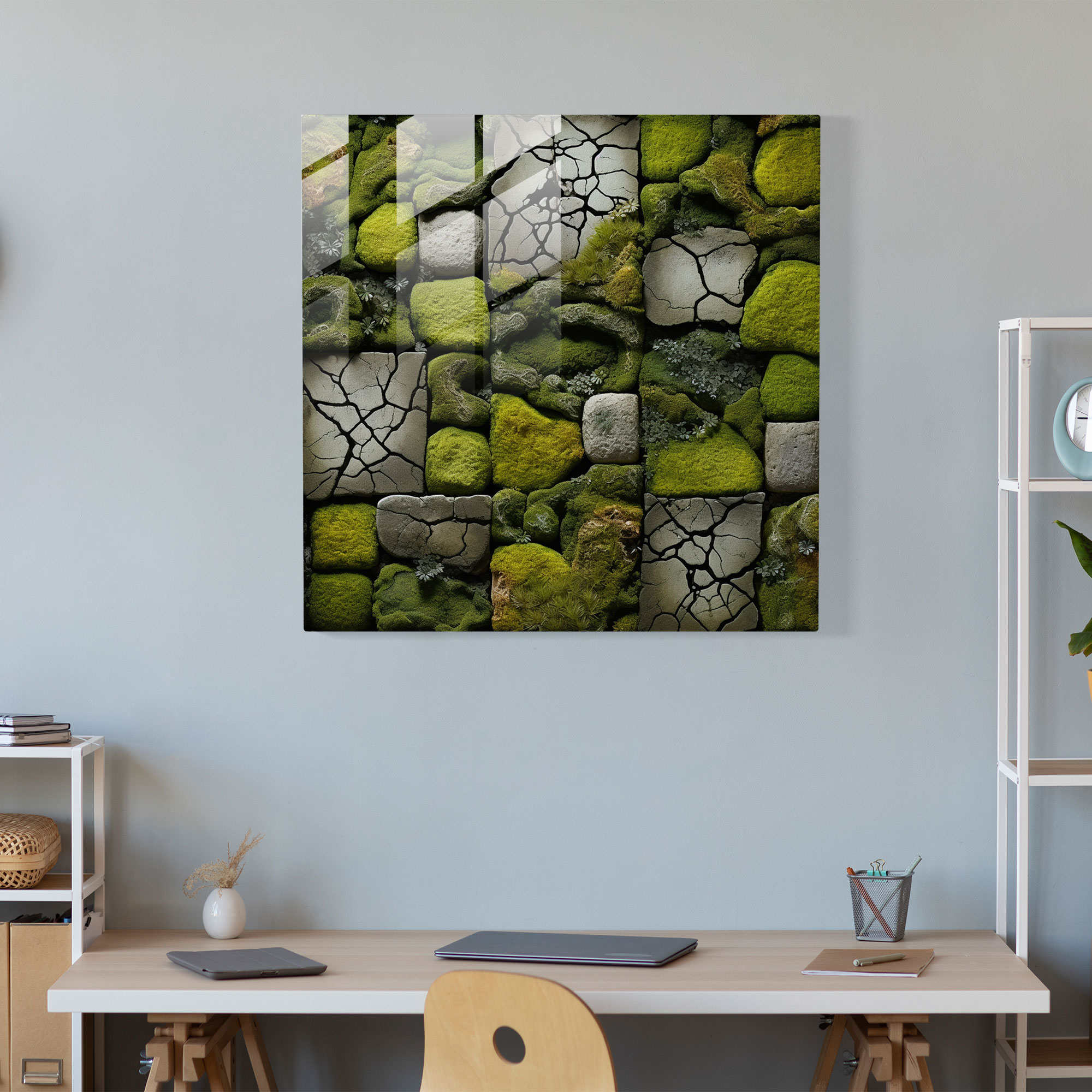 Textured Moss Glass Print - Moss, Wall Decoration, Intricate Patterns, Textures And Craftsmanship