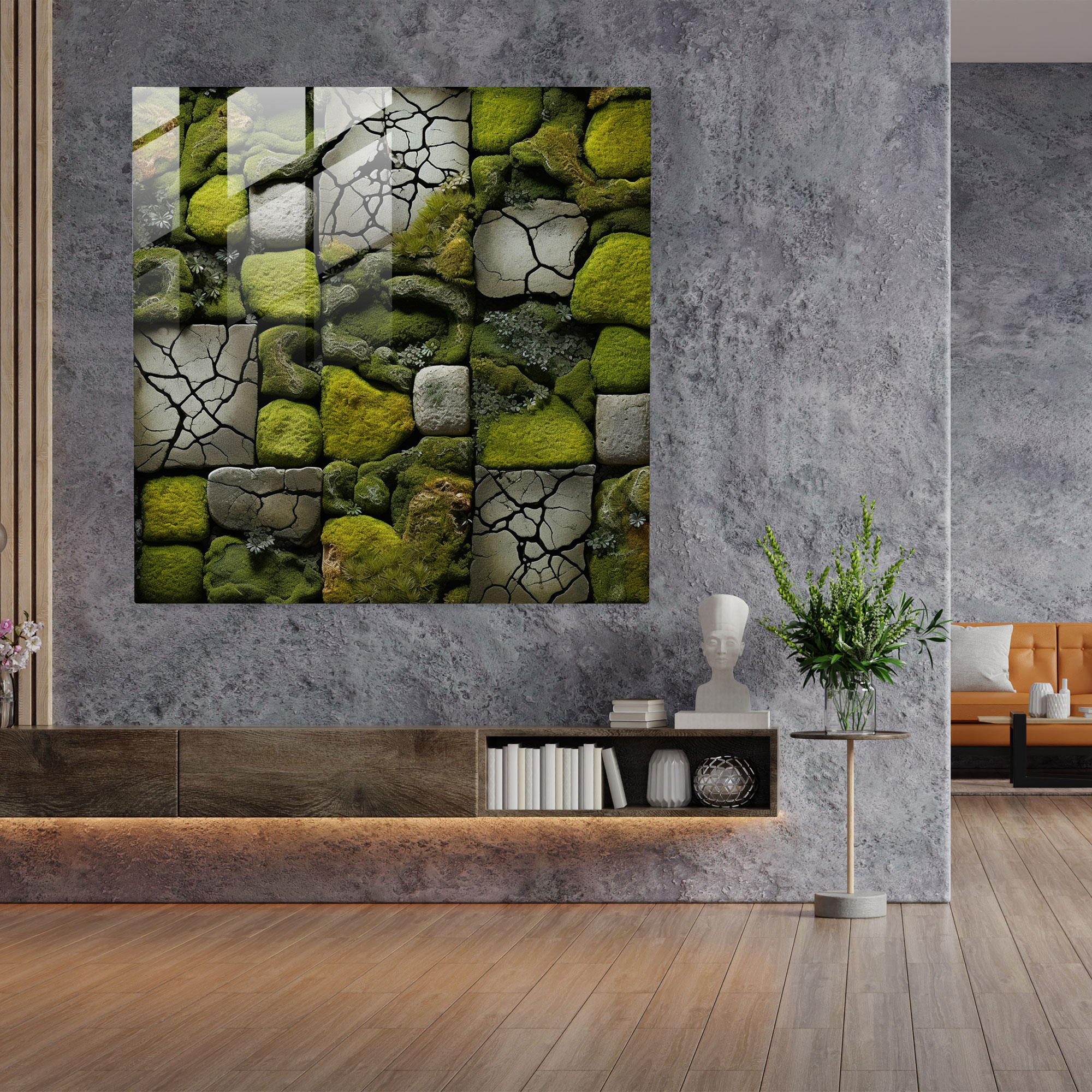 Textured Moss Glass Print - Moss, Wall Decoration, Intricate Patterns, Textures And Craftsmanship