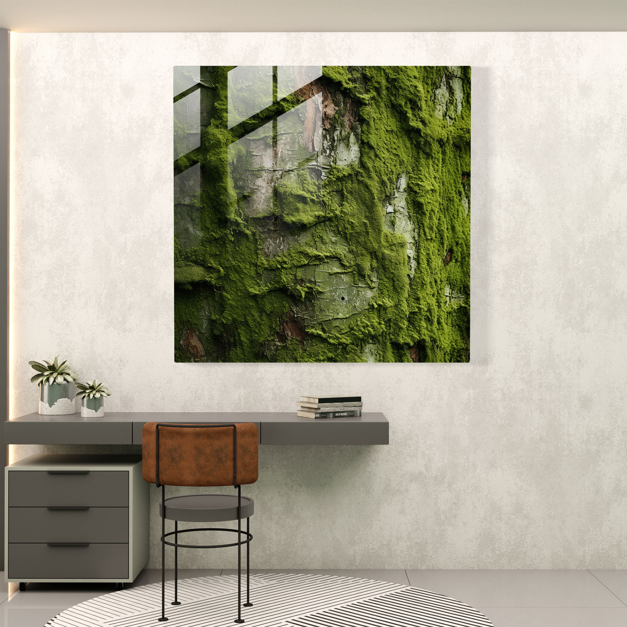 Vibrant Moss Glass Print - Moss, Glass Print, Organic Patterns, Wall Decoration