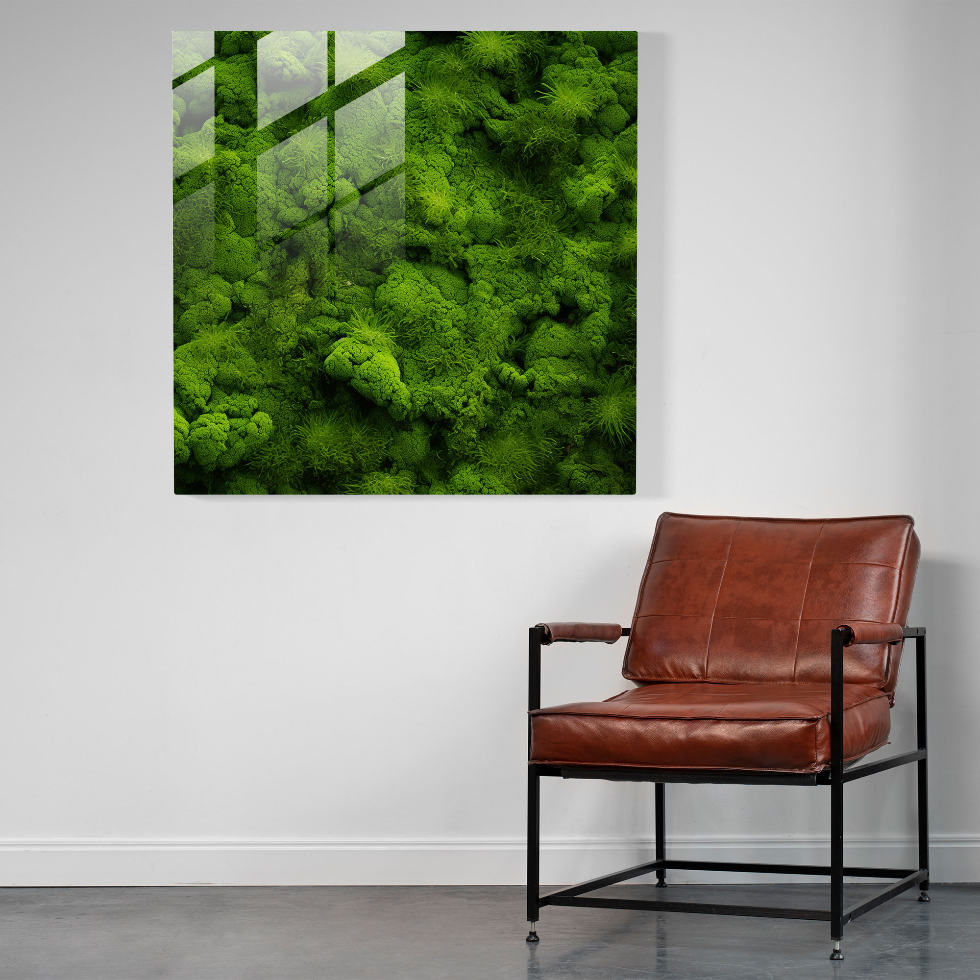 Vibrant Moss Abstract Glass Print - Moss, Glass Art, Home Decoration, Glass Print