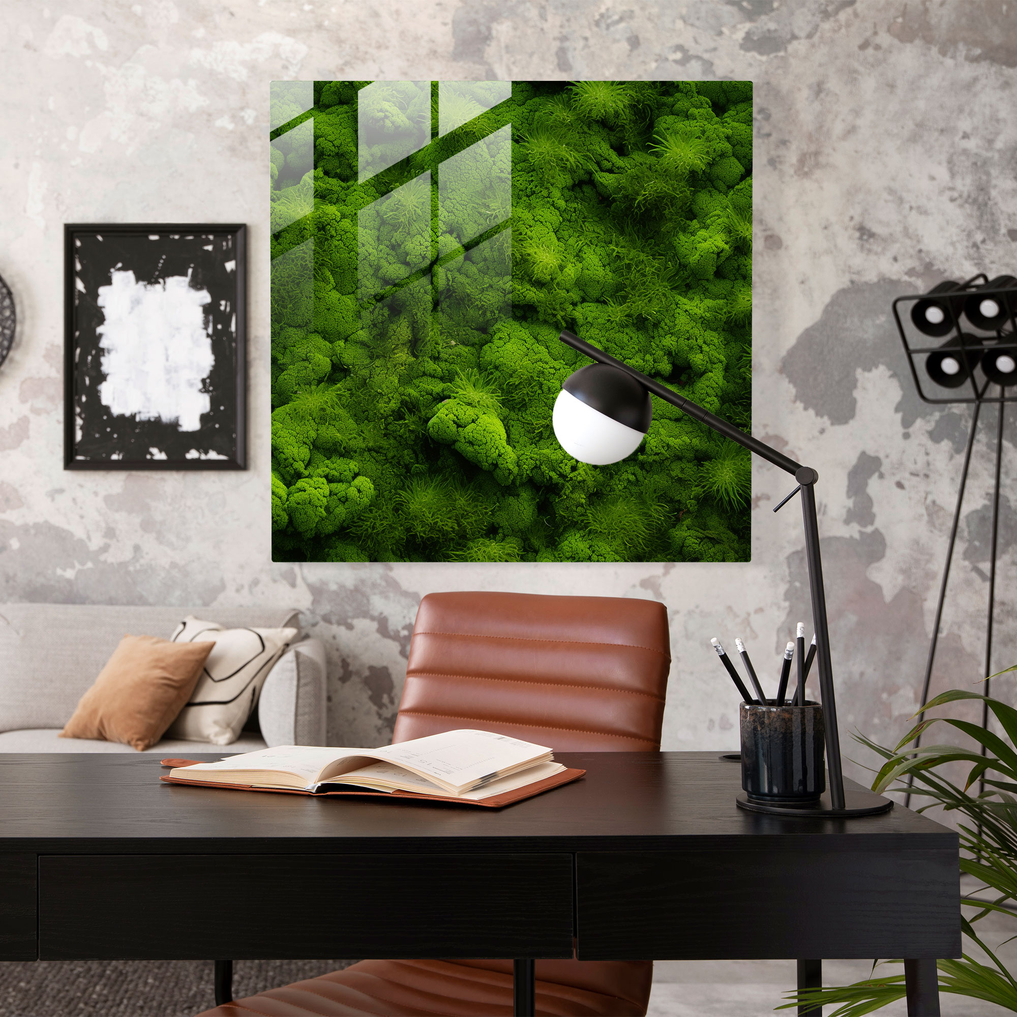 Vibrant Moss Abstract Glass Print - Moss, Glass Art, Home Decoration, Glass Print