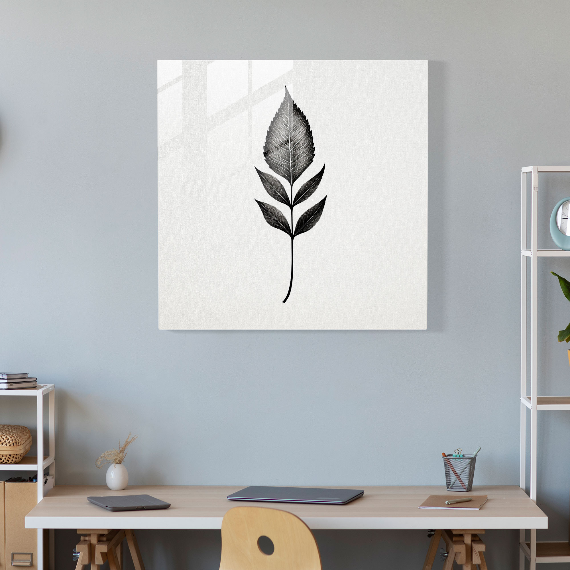 Moss Leaf Minimalist Glass Print - Moss, Glass Wall Art, Glass Art, Minimalism