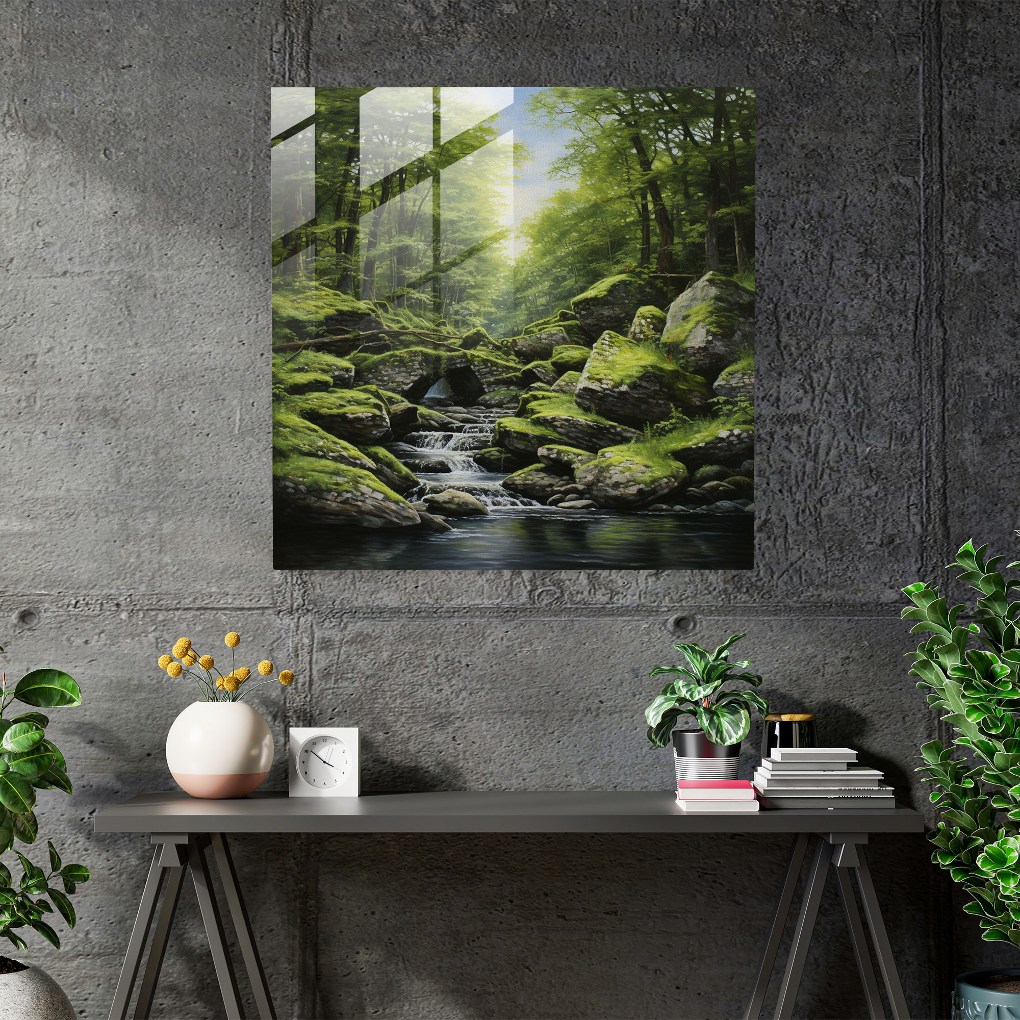Moss Wall Decoration - Moss, Glass Art, Modern Art, Realistic Oil Painting
