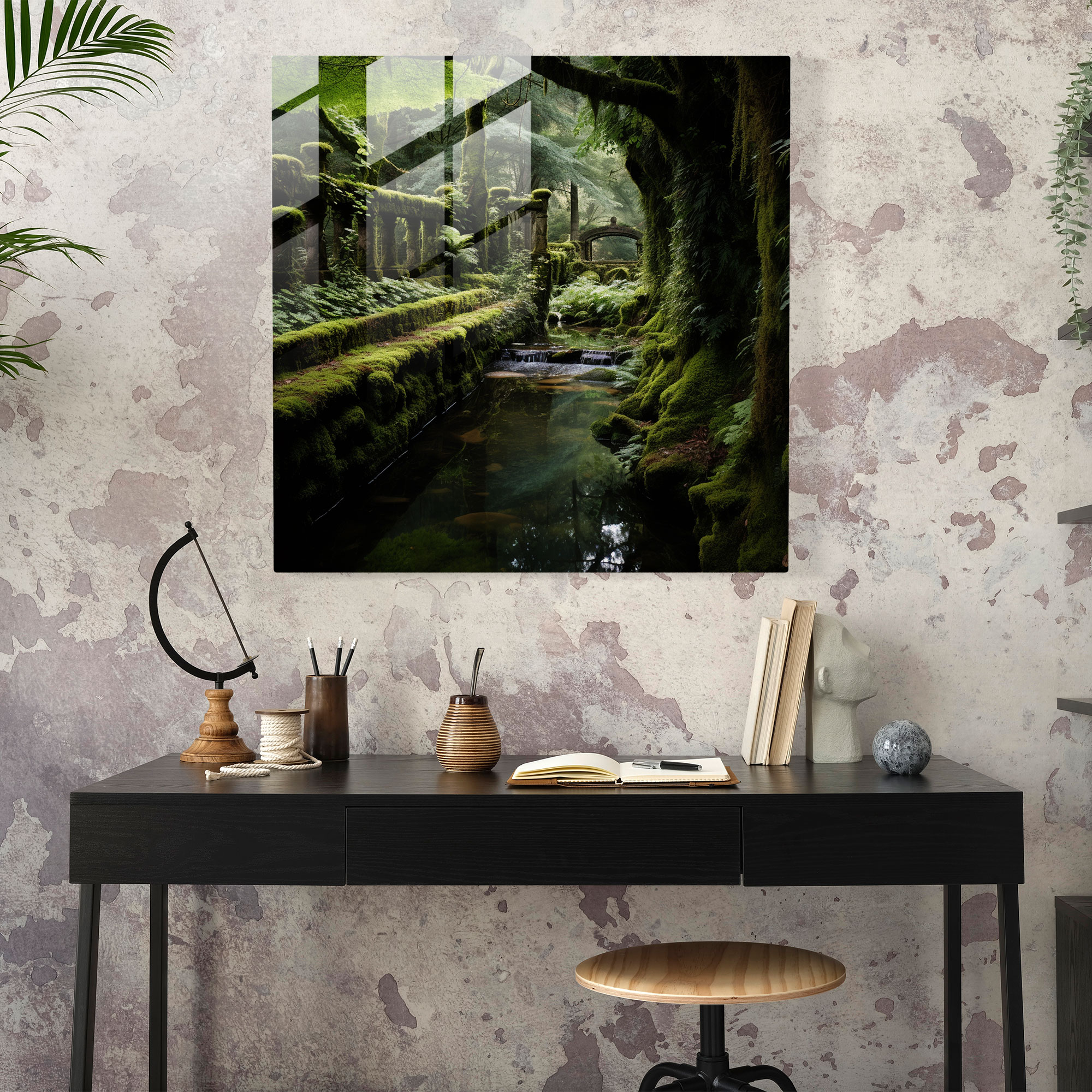 Moss Glass Print - Moss, Moss, Moss-Covered Secret Garden, Home Decoration