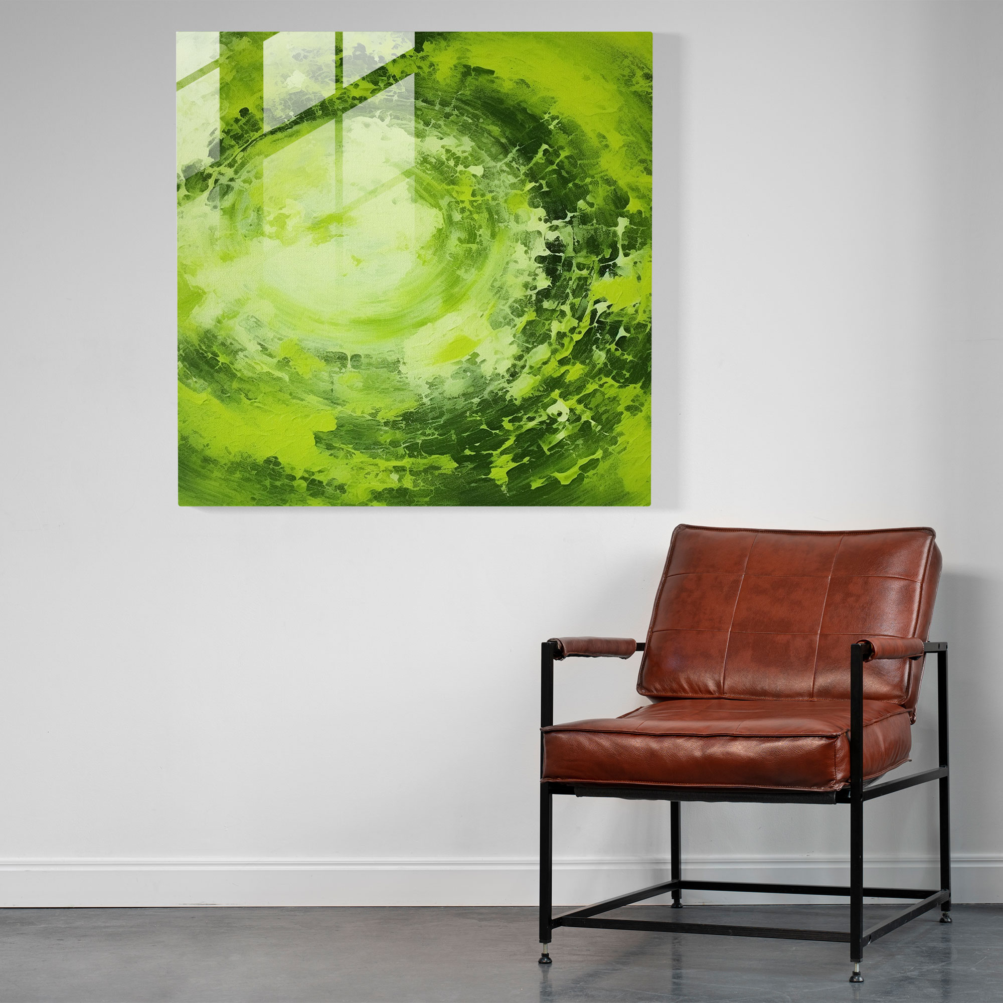 Green Moss Glass Print - Moss, Abstract Acrylic Painting, Wall Decoration, Home Decoration