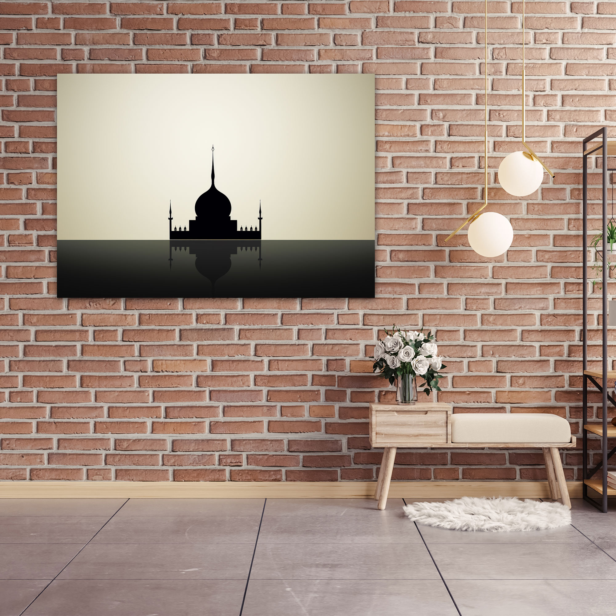 Minimalist Mosque Wall Art - Mosque, Wall Decoration, Canvas Wall Art, Silhouette