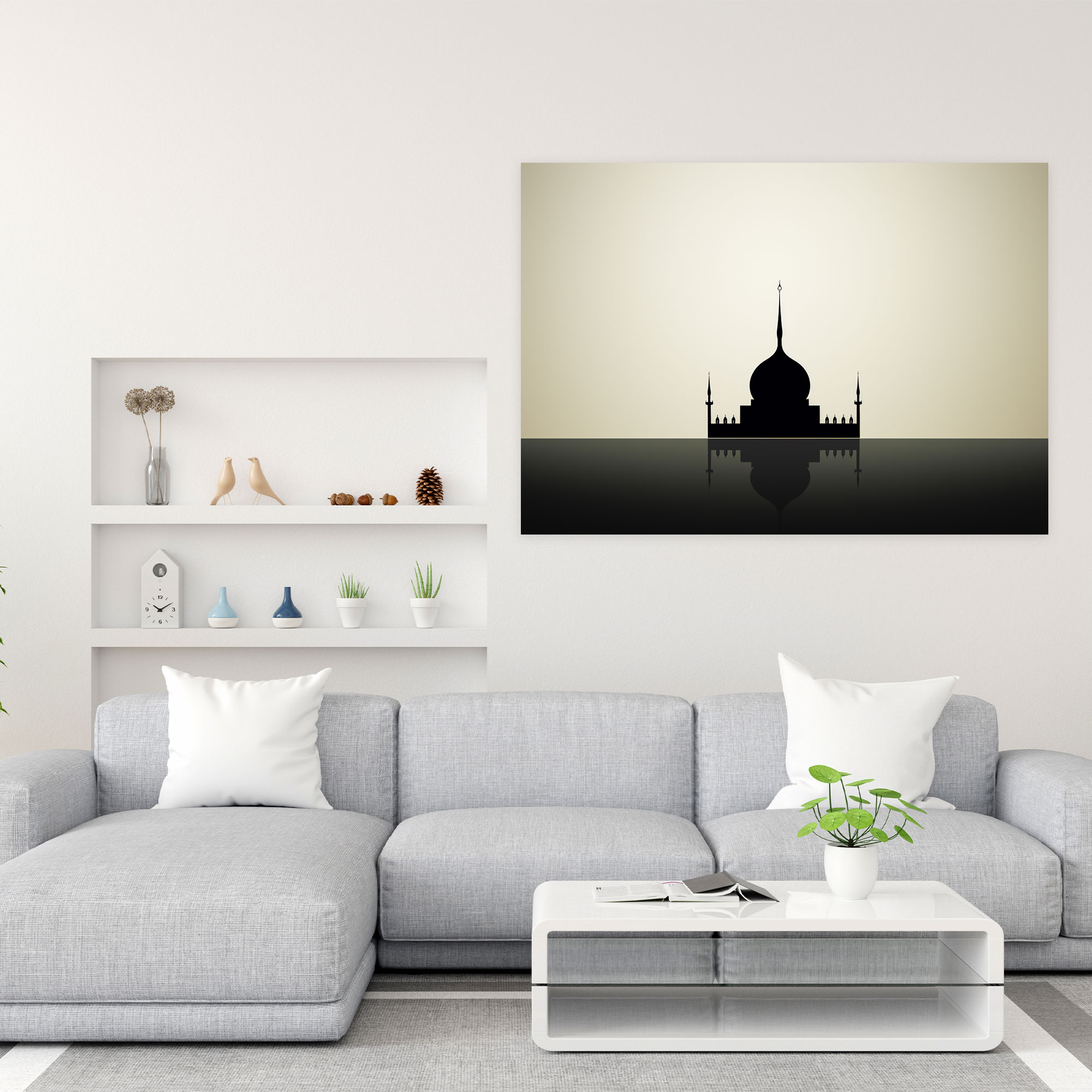 Minimalist Mosque Wall Art - Mosque, Wall Decoration, Canvas Wall Art, Silhouette