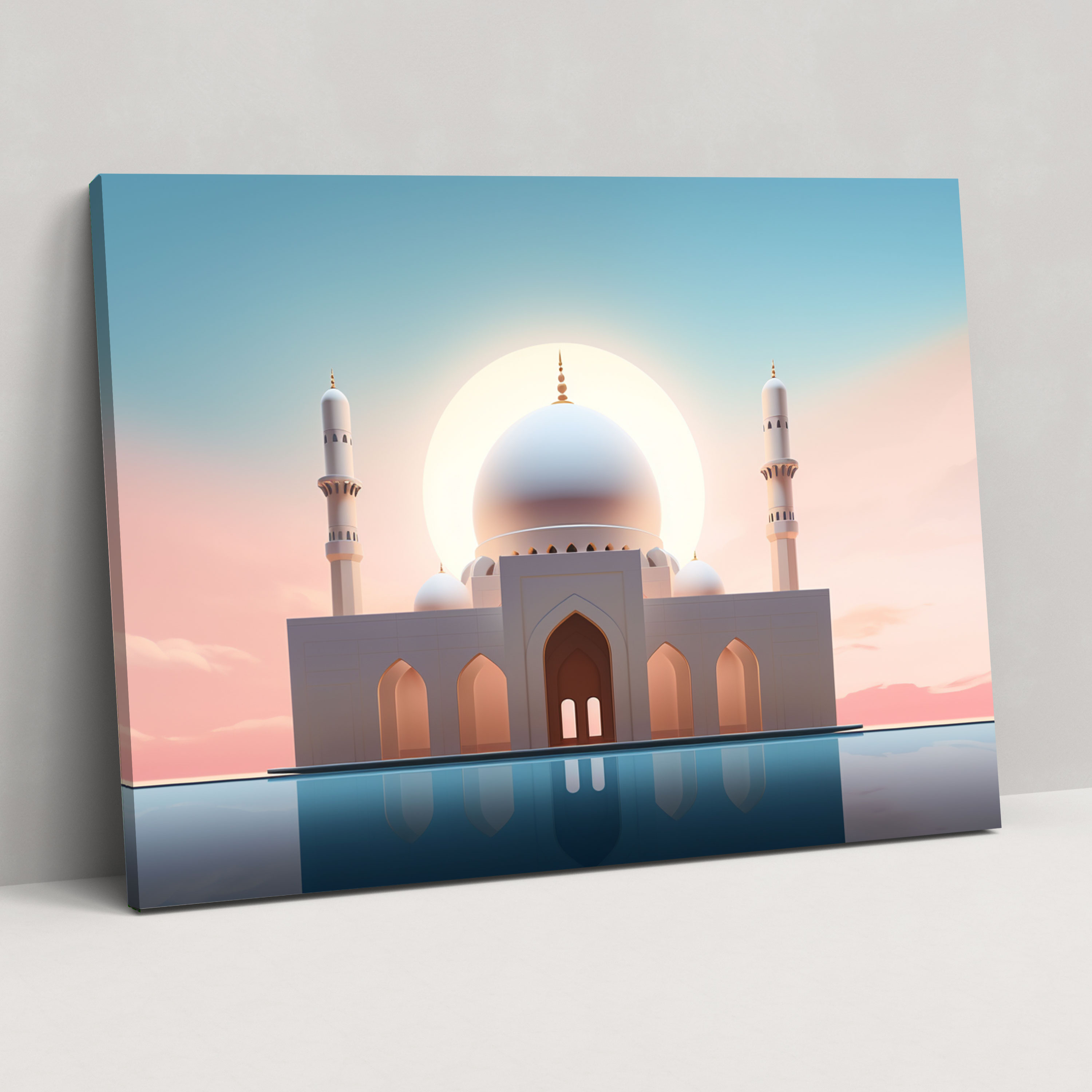 Elegant Mosque Canvas Print - Mosque, Wall Decoration, Simplicity, Digital Illustration