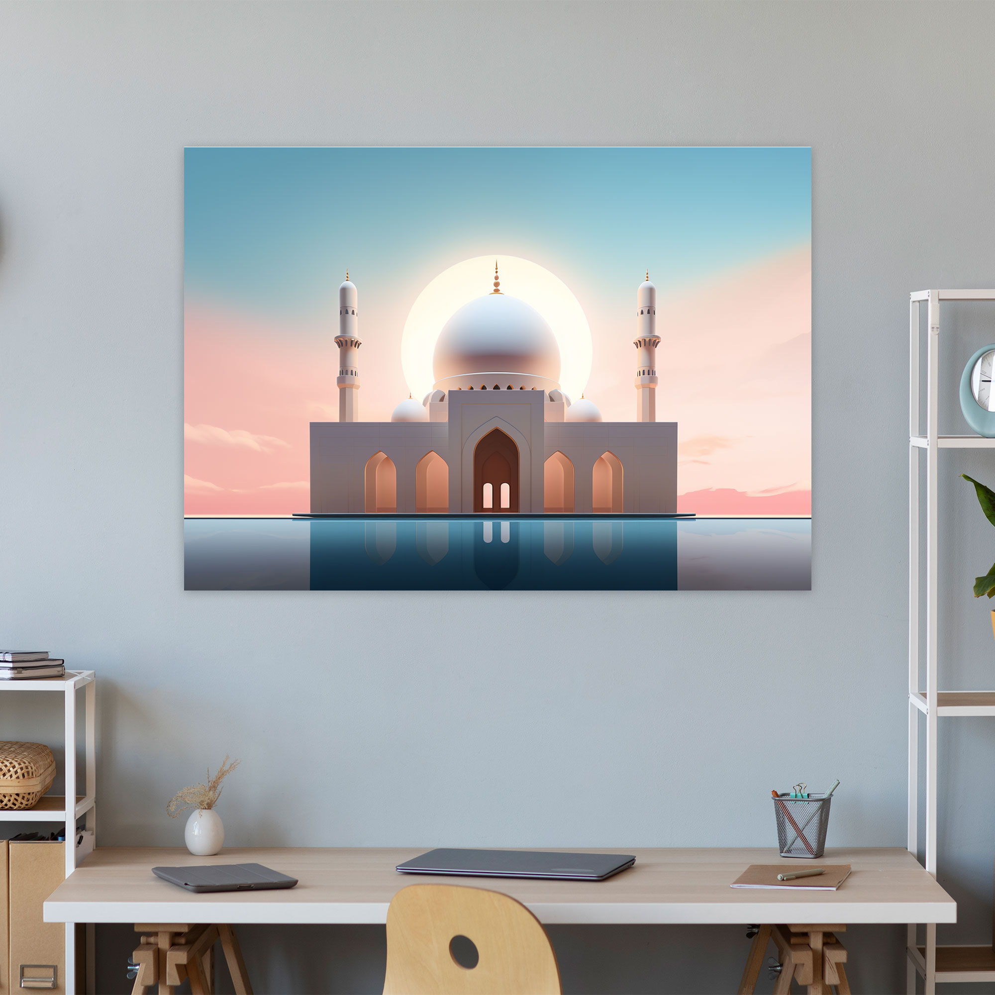 Elegant Mosque Canvas Print - Mosque, Wall Decoration, Simplicity, Digital Illustration