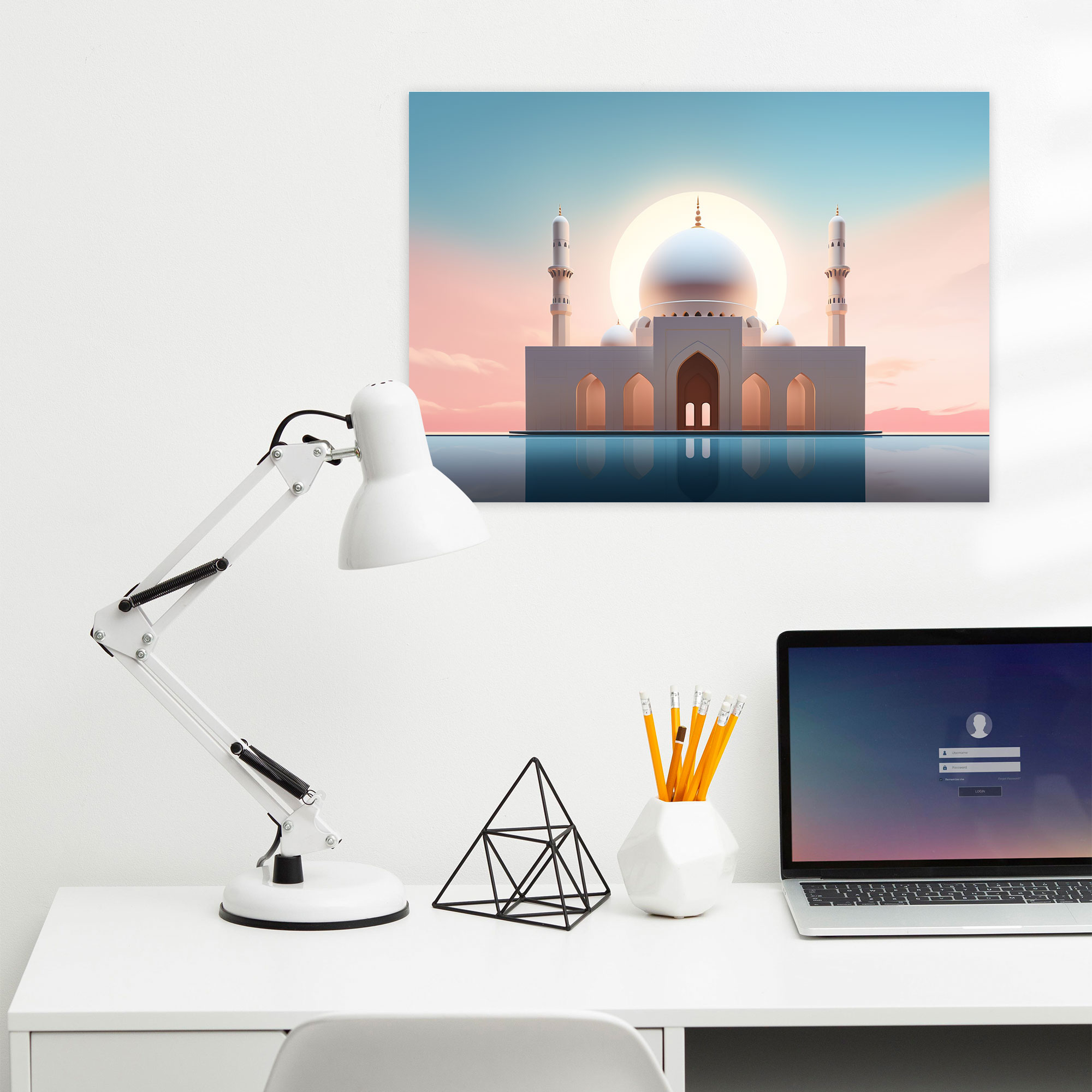 Elegant Mosque Canvas Print - Mosque, Wall Decoration, Simplicity, Digital Illustration