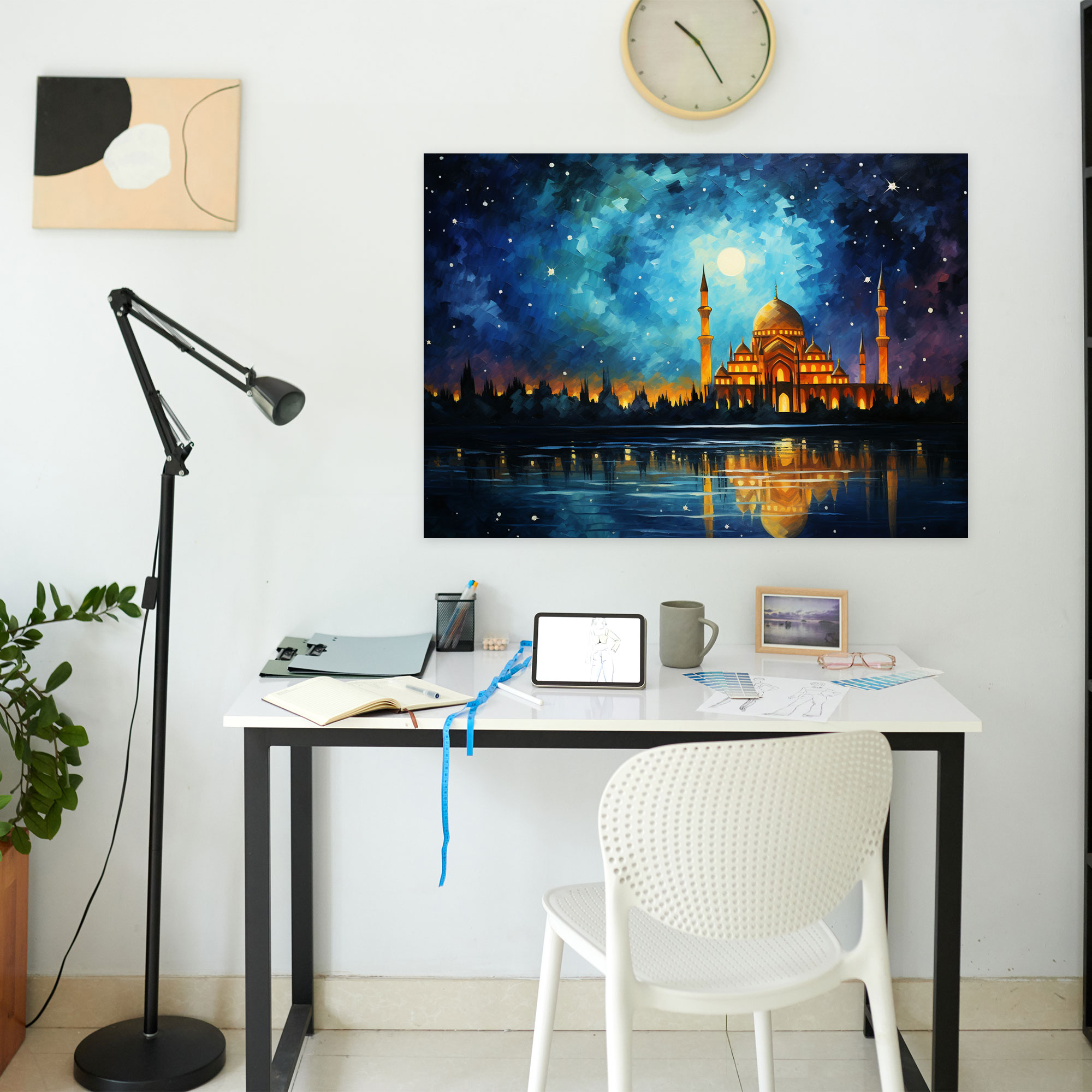 Starry Night Mosque Wall Art - Mosque, Wonder, Acrylic Painting, Mosque