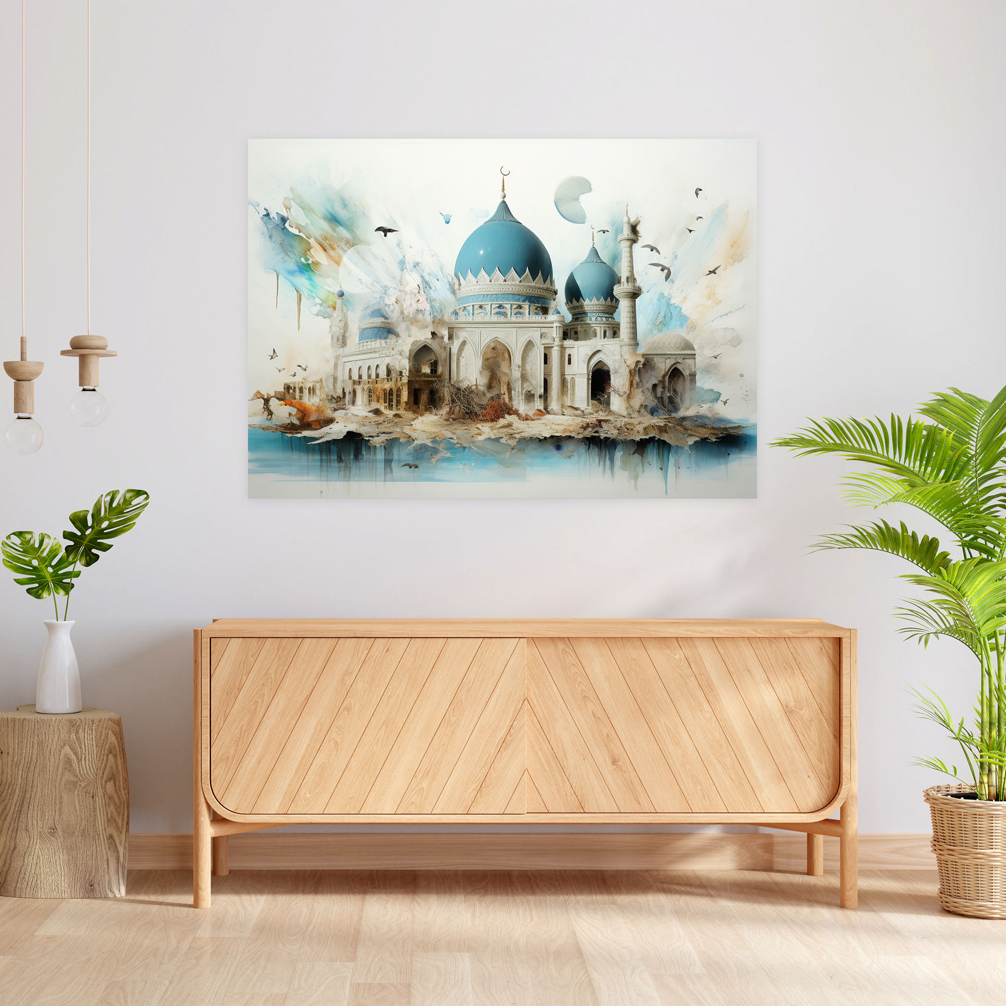 Mixed Media Mosque Canvas Print - Mosque, Mixed Media Artwork, Wall Decoration, Home Decoration