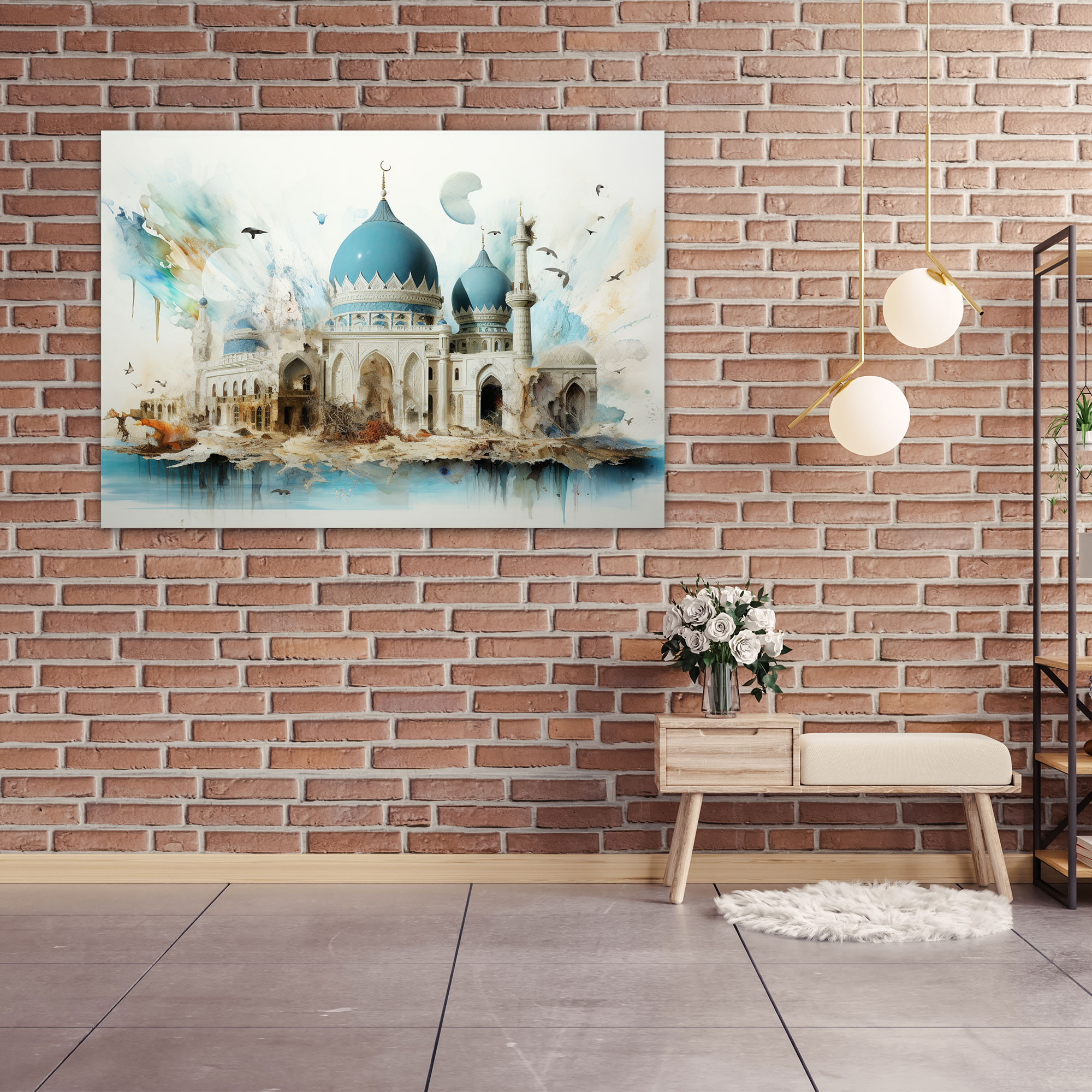 Mixed Media Mosque Canvas Print - Mosque, Mixed Media Artwork, Wall Decoration, Home Decoration