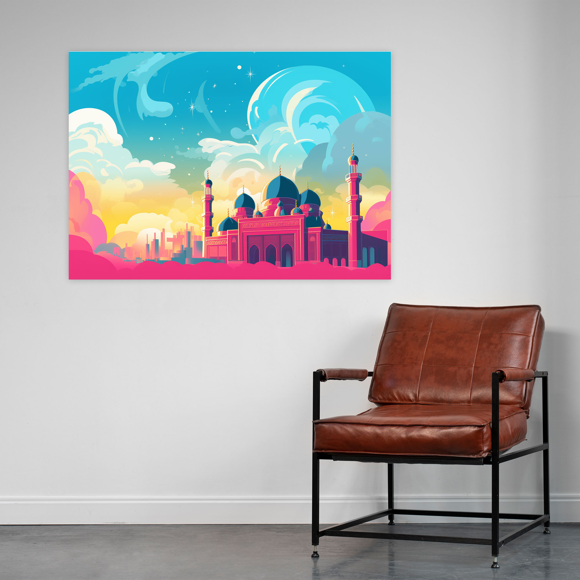Modern Mosque Wall Art - Mosque, Pop Art Inspired Illustration, Mosque, Contemporary Flair