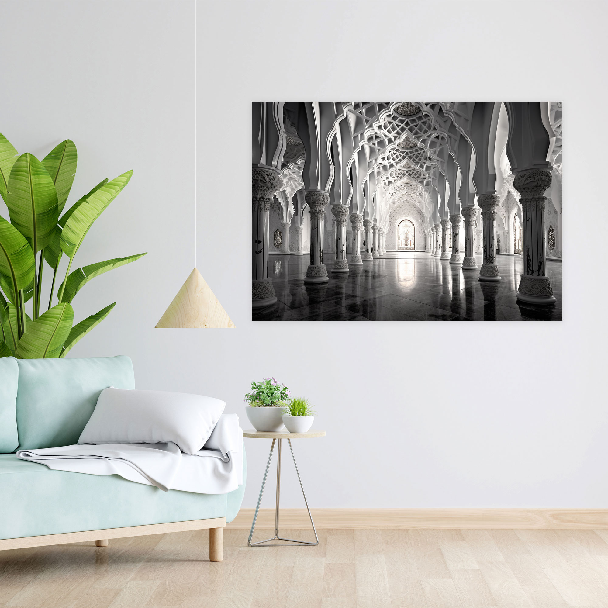Monochrome Mosque Canvas Print - Mosque, Timeless Elegance, Black And White Photograph, Canvas Print