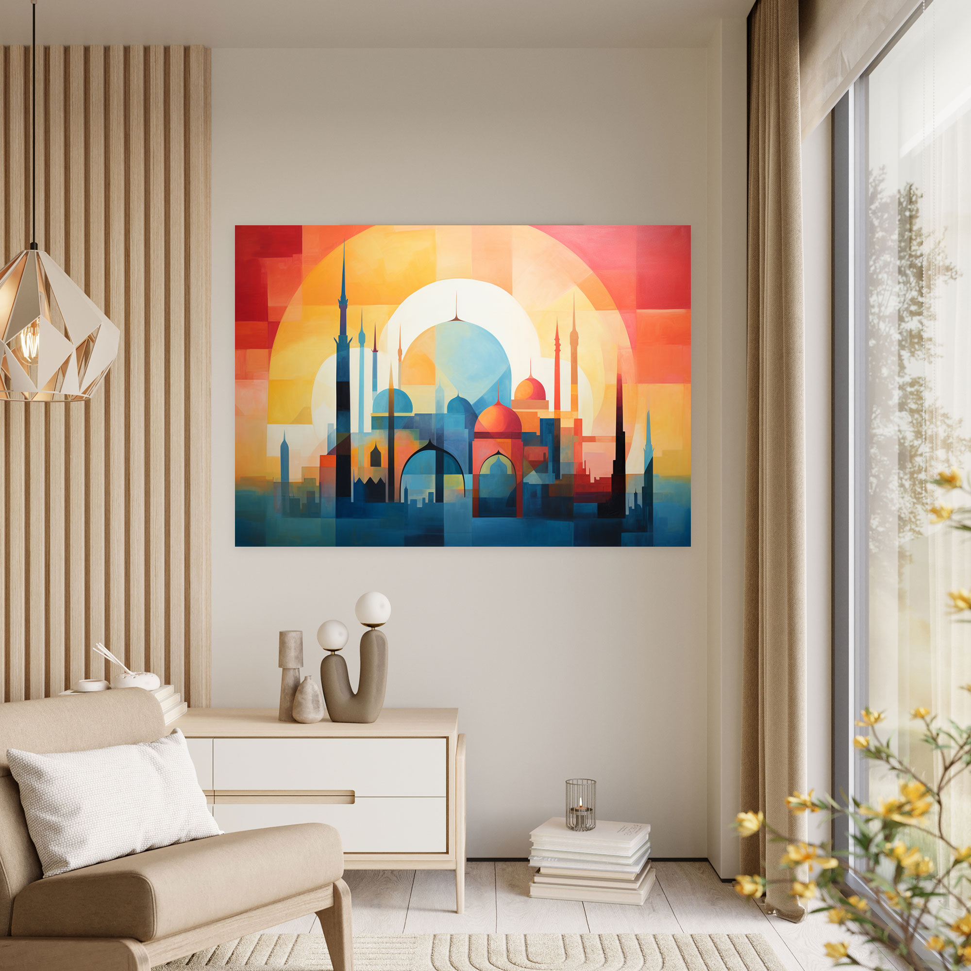 Modern Soyut Duvar Sanatı - Cam Tablo - Cami Modern Soyut Tablo Ev Dekorasyonu