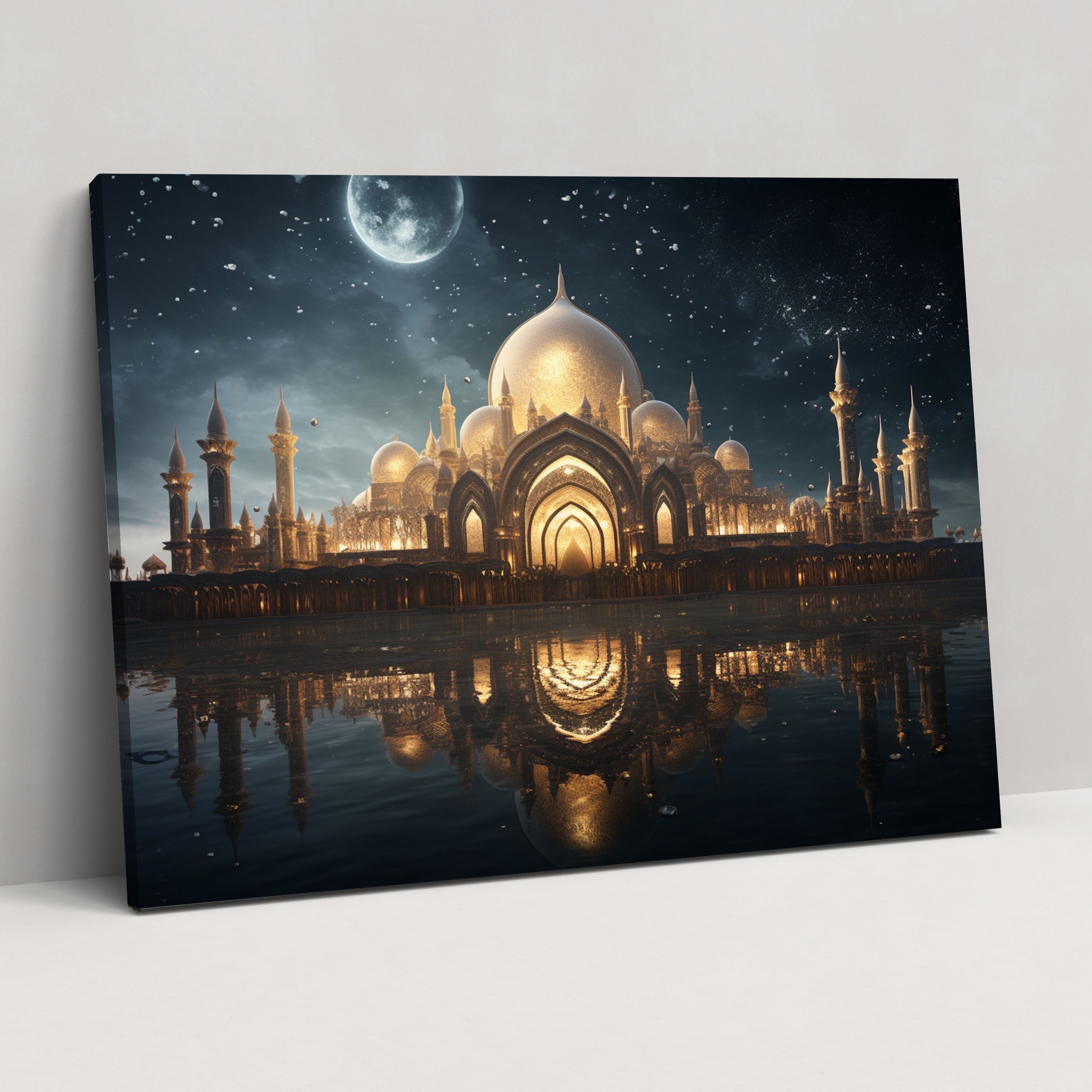 Futuristic Mosque Wall Art - Digital Art Canvas Print - Mosque, Wall Art, Cosmic, Wall Decoration