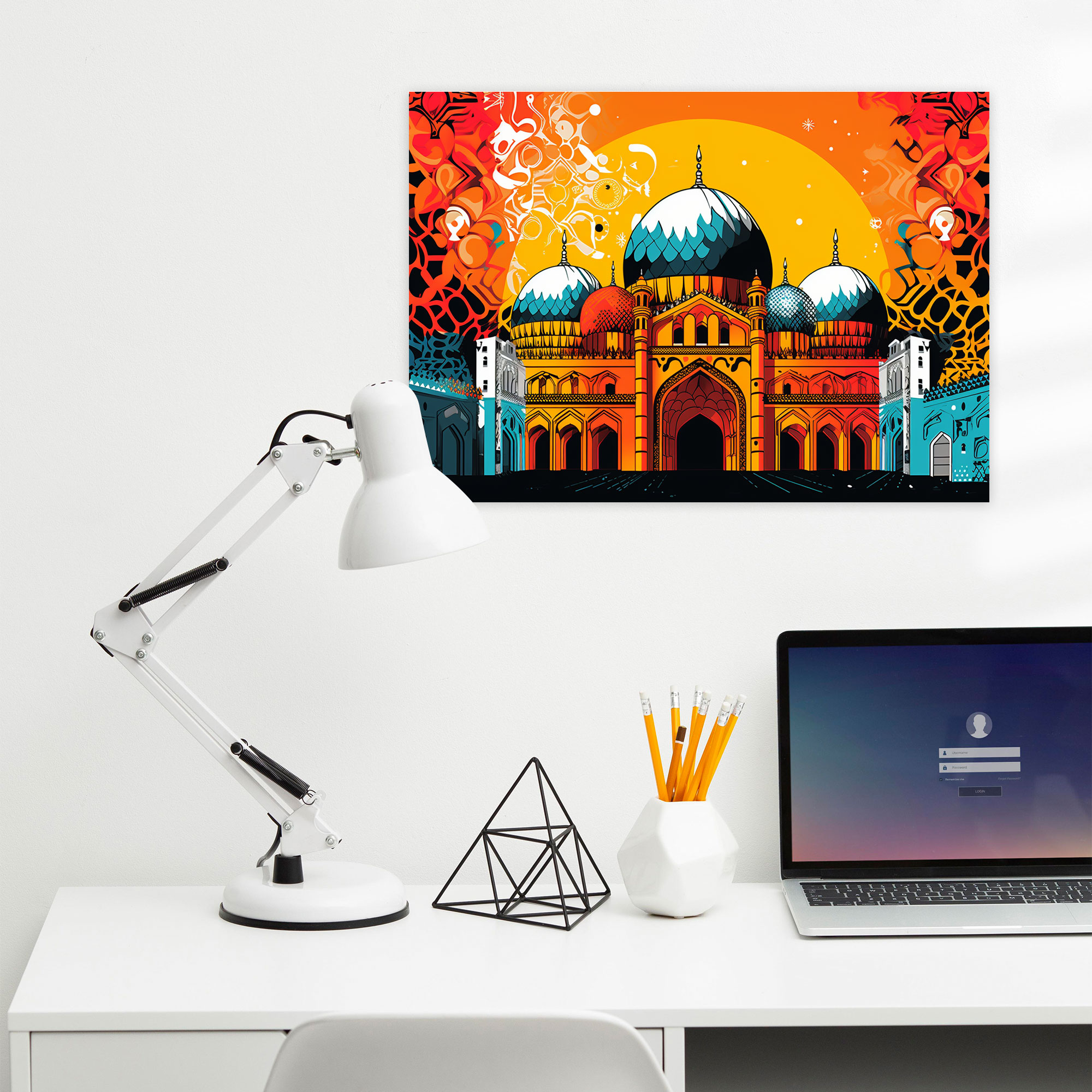 Pop Art Mosque Wall Art - Geometric Canvas Print - Mosque, Canvas Wall Art, Eye-Catching, Wall Art