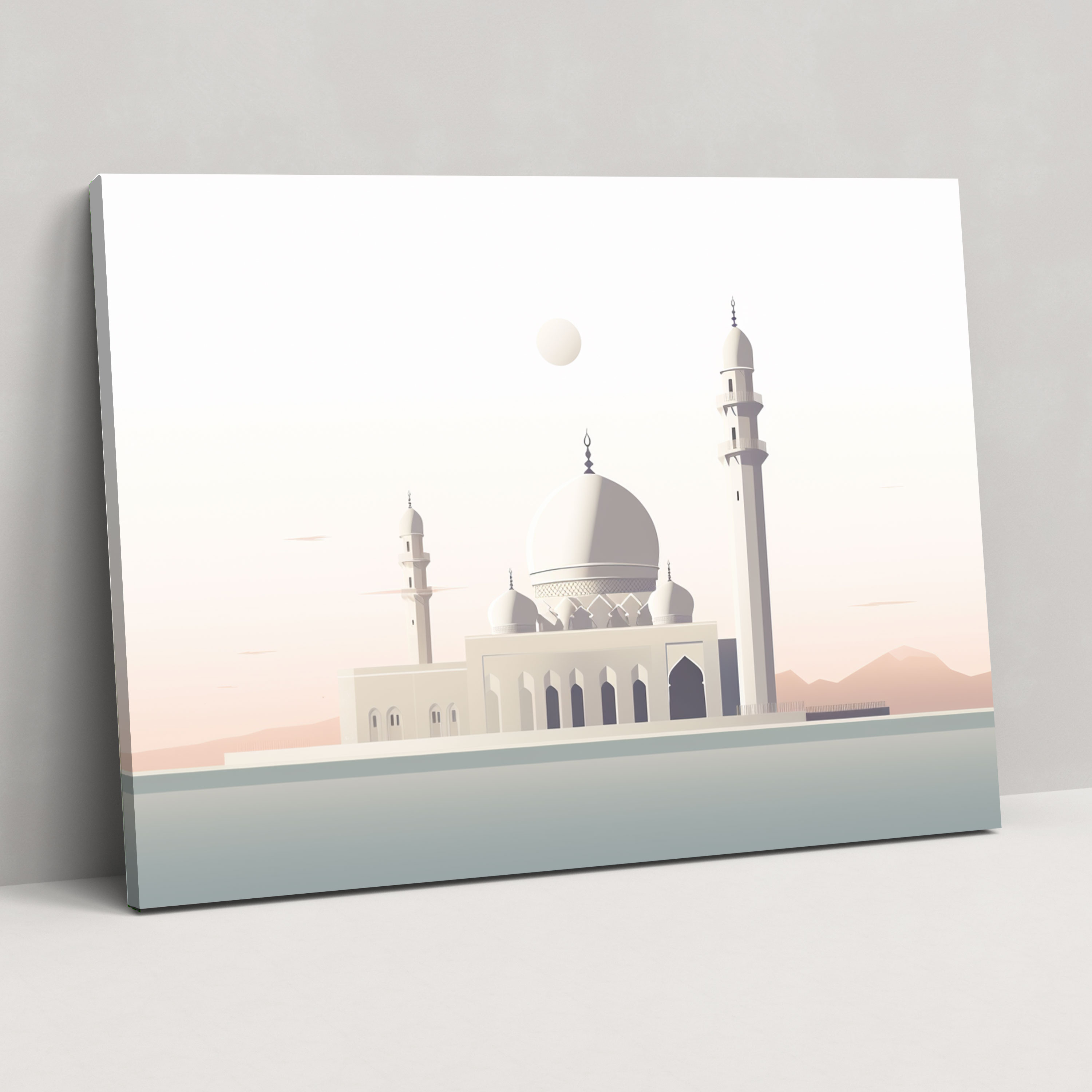 Minimalist Mosque Canvas Print - Monochrome Wall Art - Mosque, Clean, Canvas Print, Wall Decoration