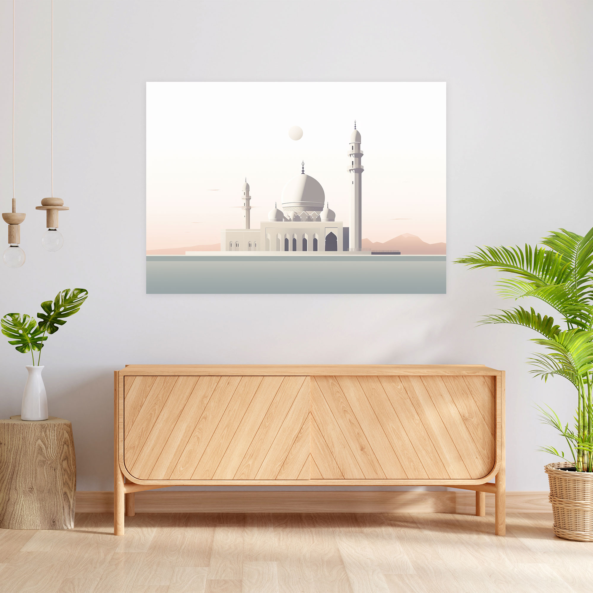 Minimalist Mosque Canvas Print - Monochrome Wall Art - Mosque, Clean, Canvas Print, Wall Decoration