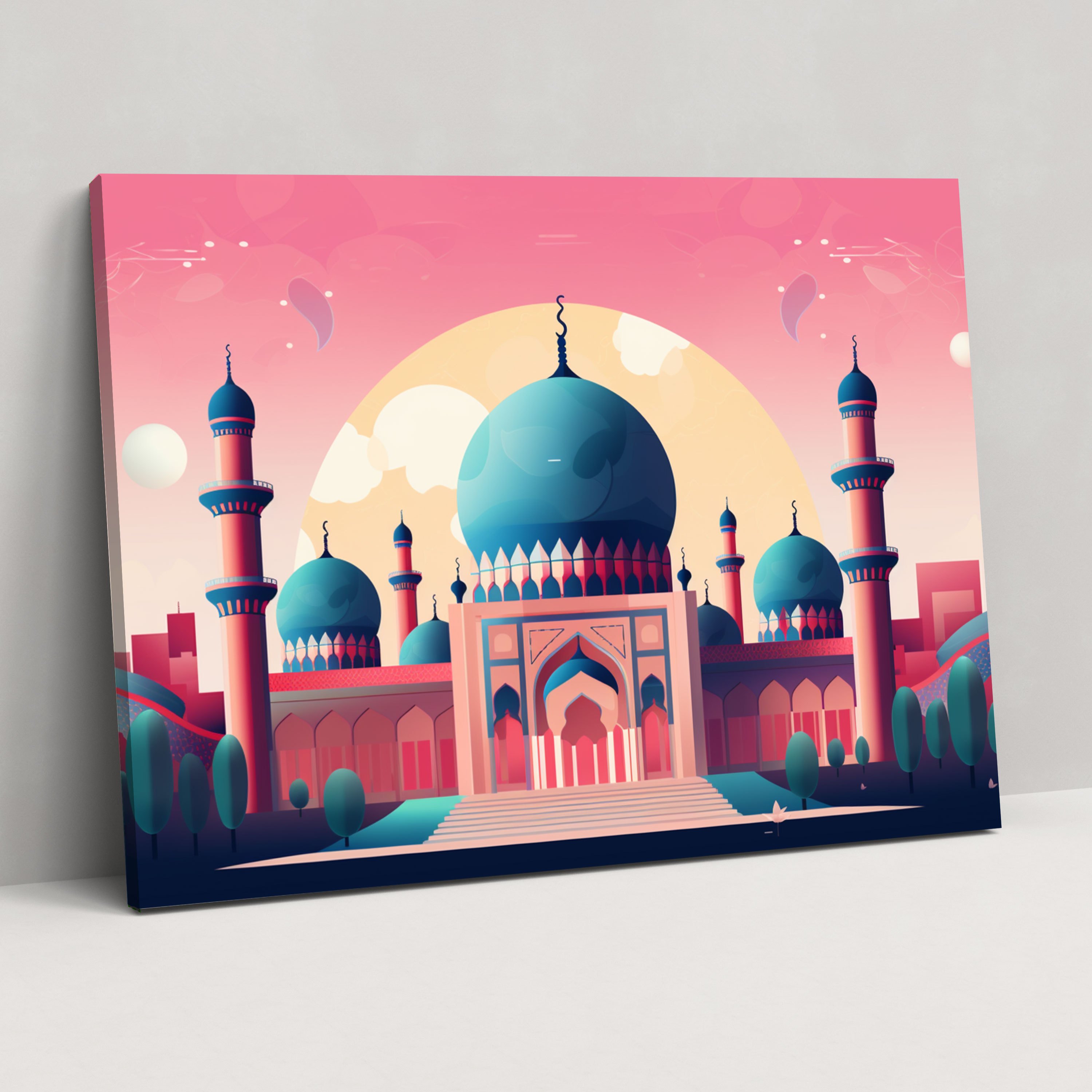 Geometric Mosque Canvas Print - Mosque, Wall Decoration, Canvas Wall Art, Mosque