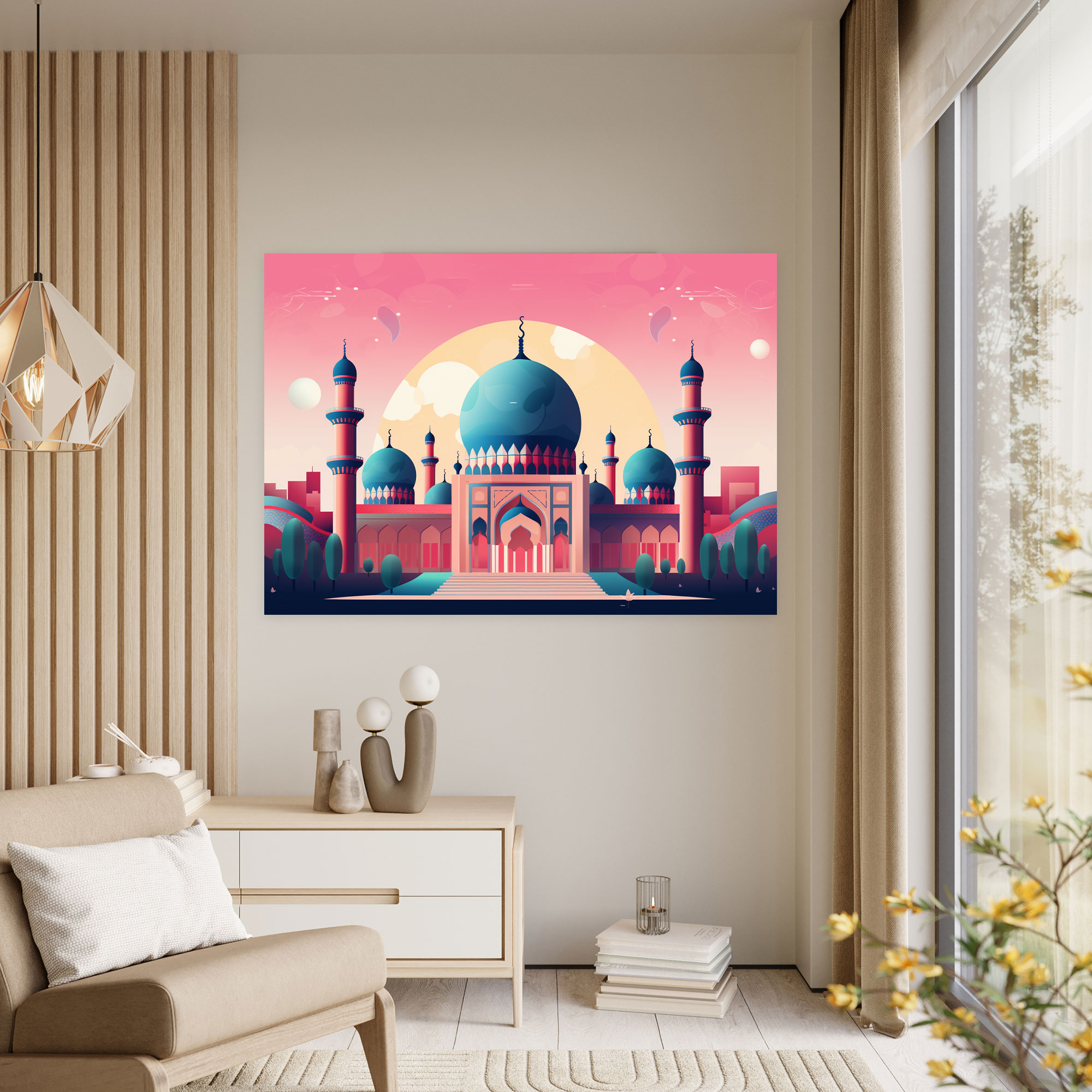 Geometric Mosque Canvas Print - Mosque, Wall Decoration, Canvas Wall Art, Mosque