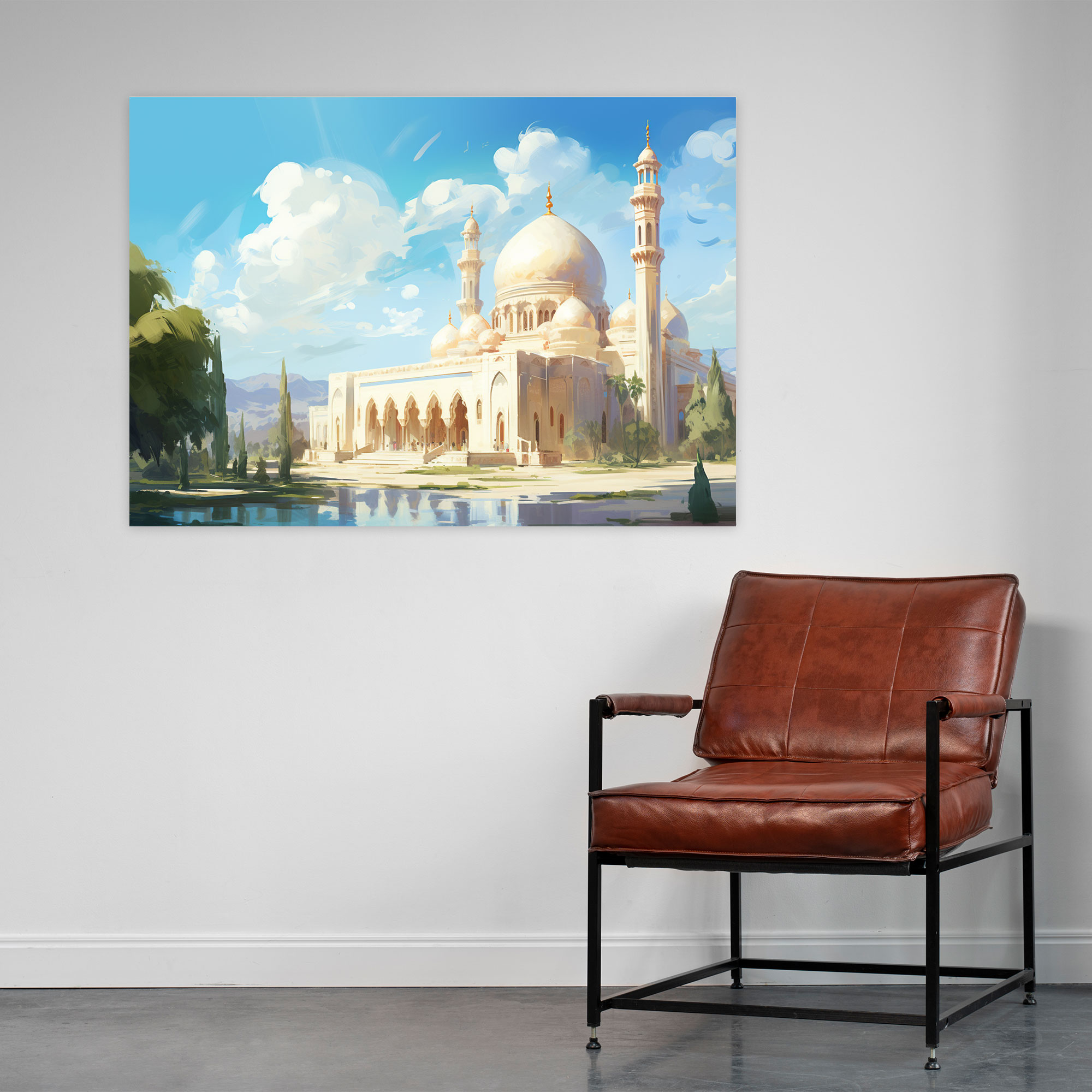 Impressionist Mosque Wall Art - Mosque, Sunny Day, Elegance, Wall Decoration