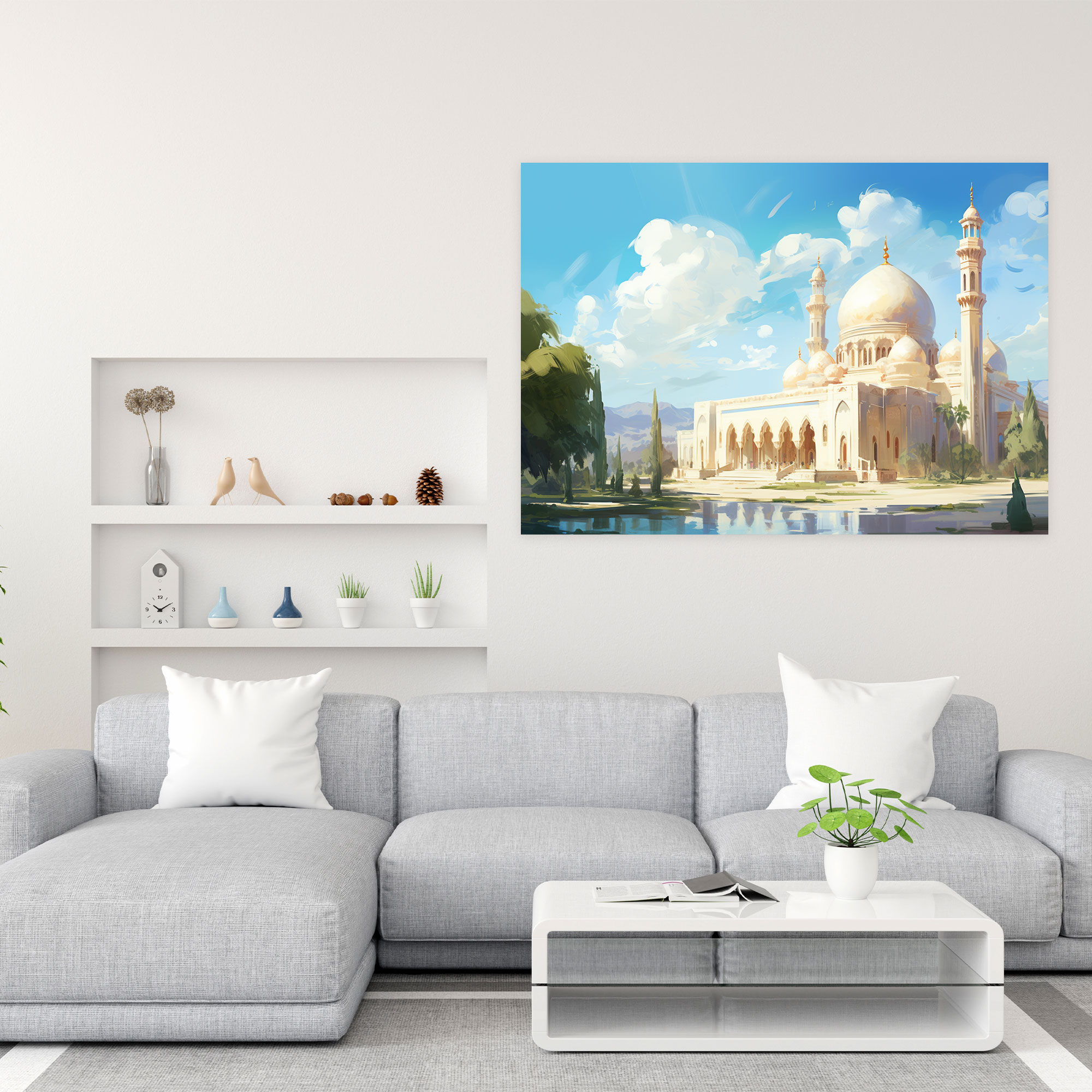 Impressionist Mosque Wall Art - Mosque, Sunny Day, Elegance, Wall Decoration