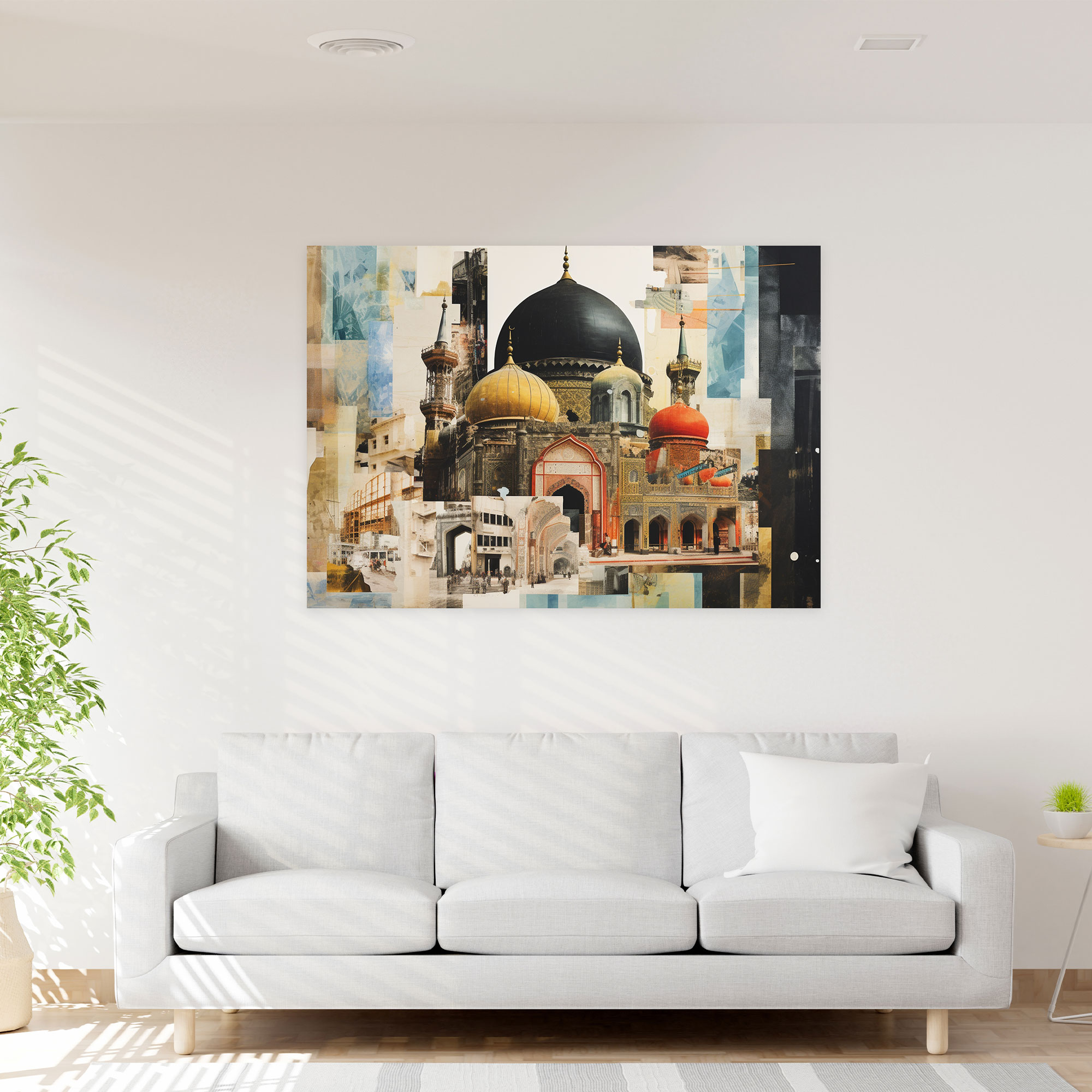 Collage Mosque Canvas Print - Mosque, Vibrant Assemblage, Canvas, Canvas Print