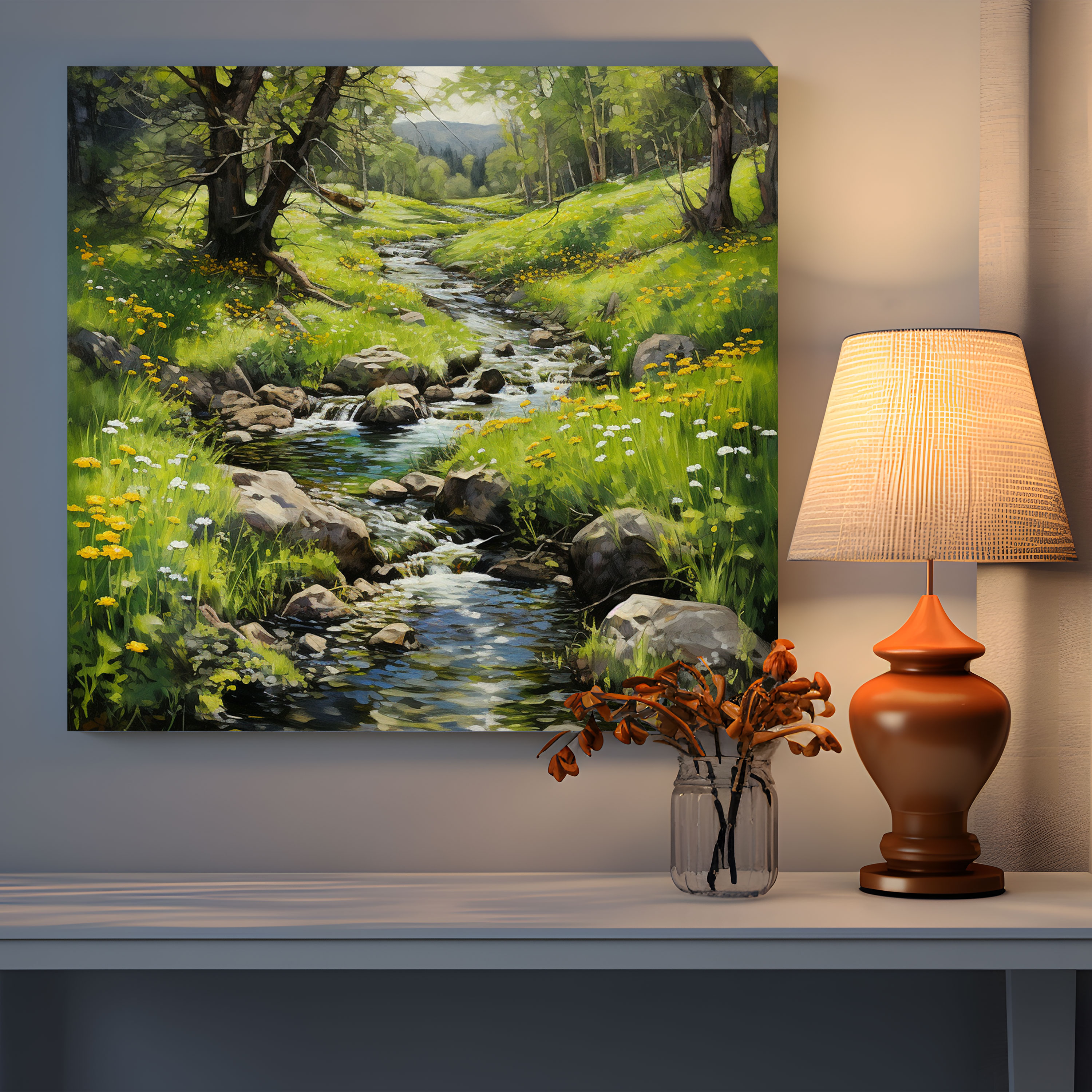 Mossy Stream Wall Art - Moss, Wall Decoration, Moss, Canvas