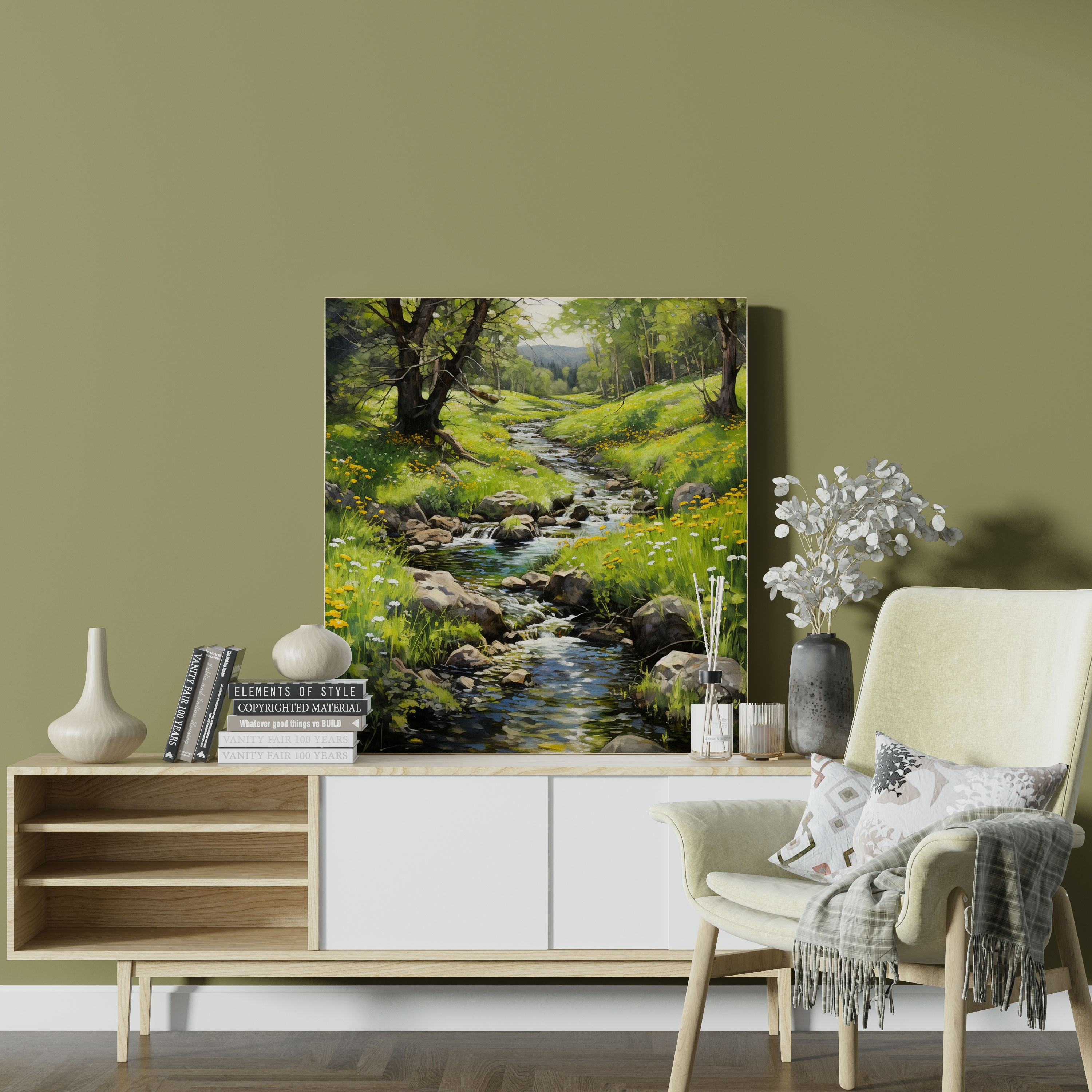 Mossy Stream Wall Art - Moss, Wall Decoration, Moss, Canvas